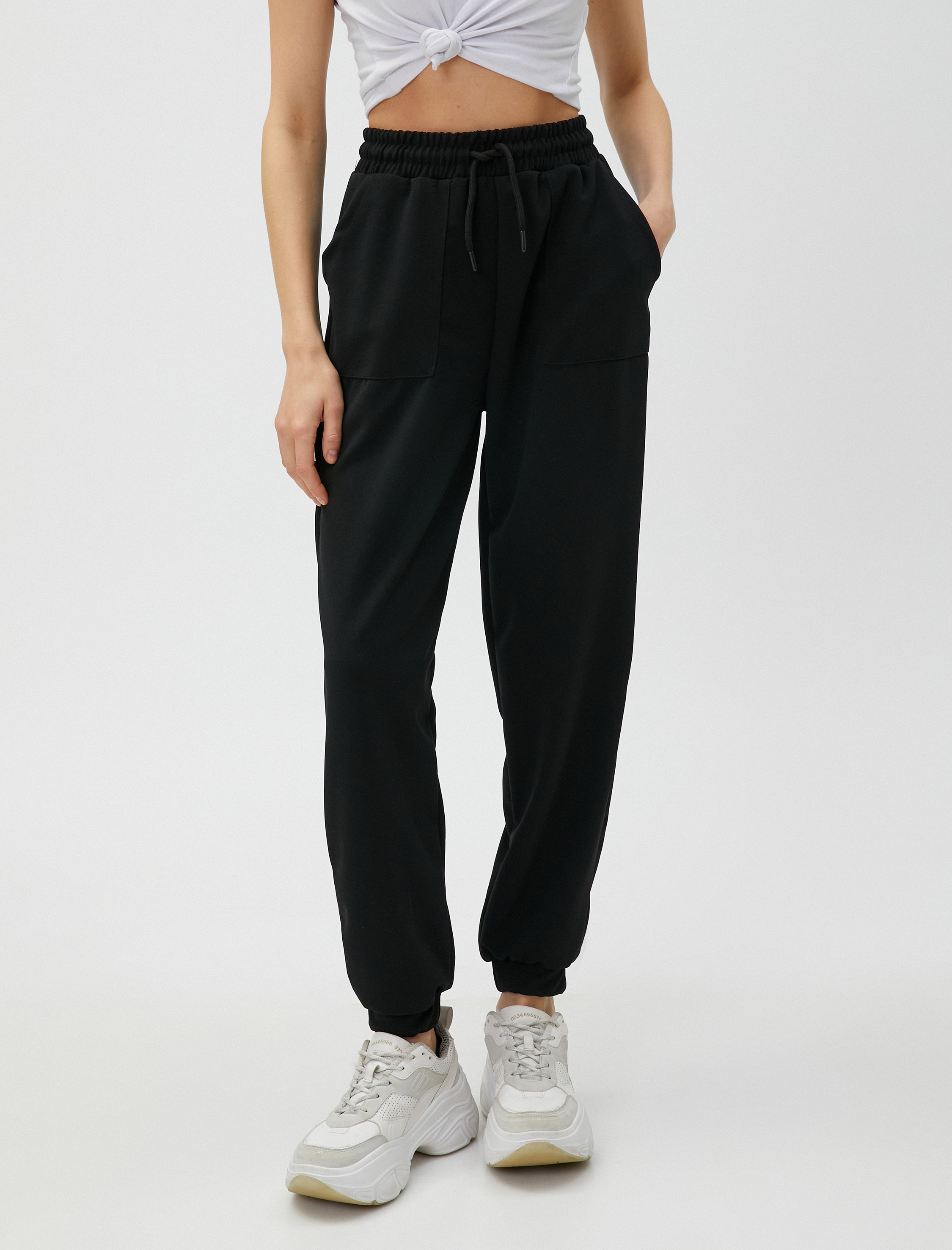   Beli Bağlamalı Jogger Eşofman Altı Cepli