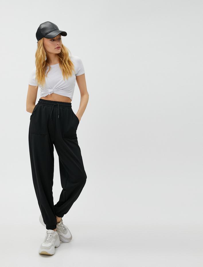  Beli Bağlamalı Jogger Eşofman Altı Cepli