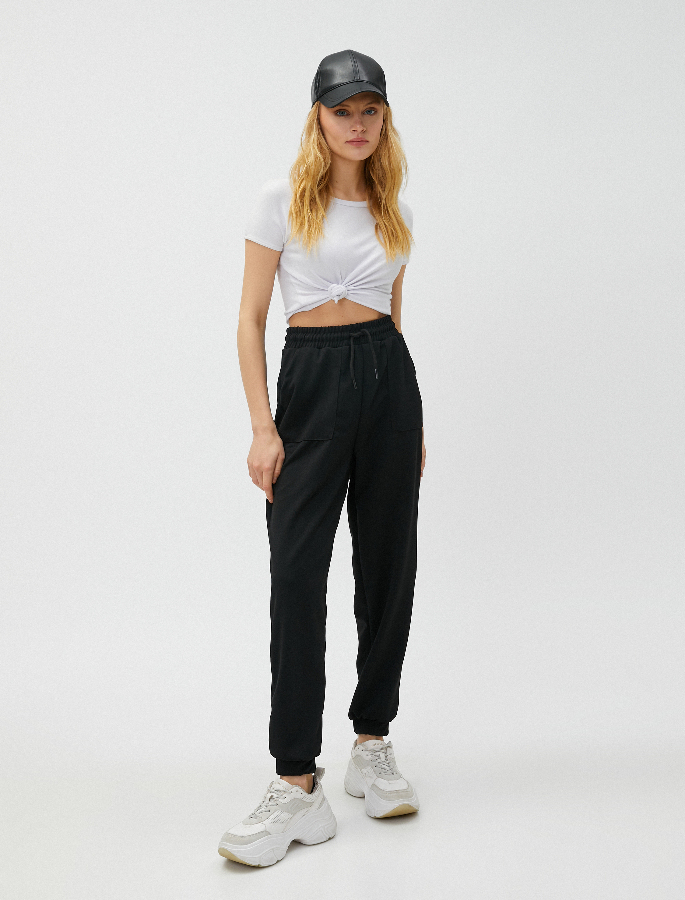   Beli Bağlamalı Jogger Eşofman Altı Cepli