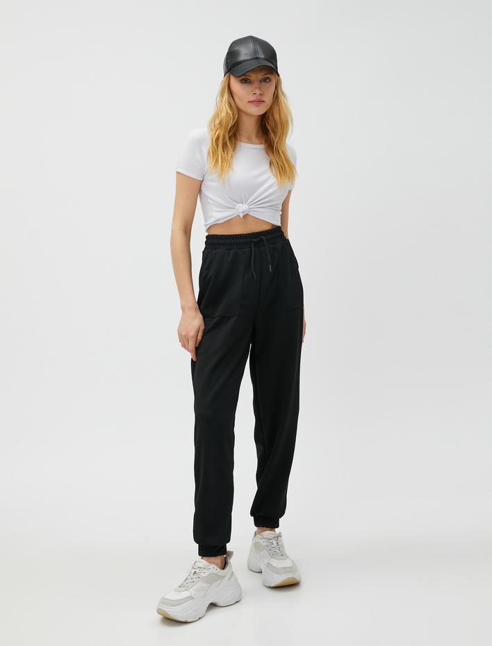  Beli Bağlamalı Jogger Eşofman Altı Cepli