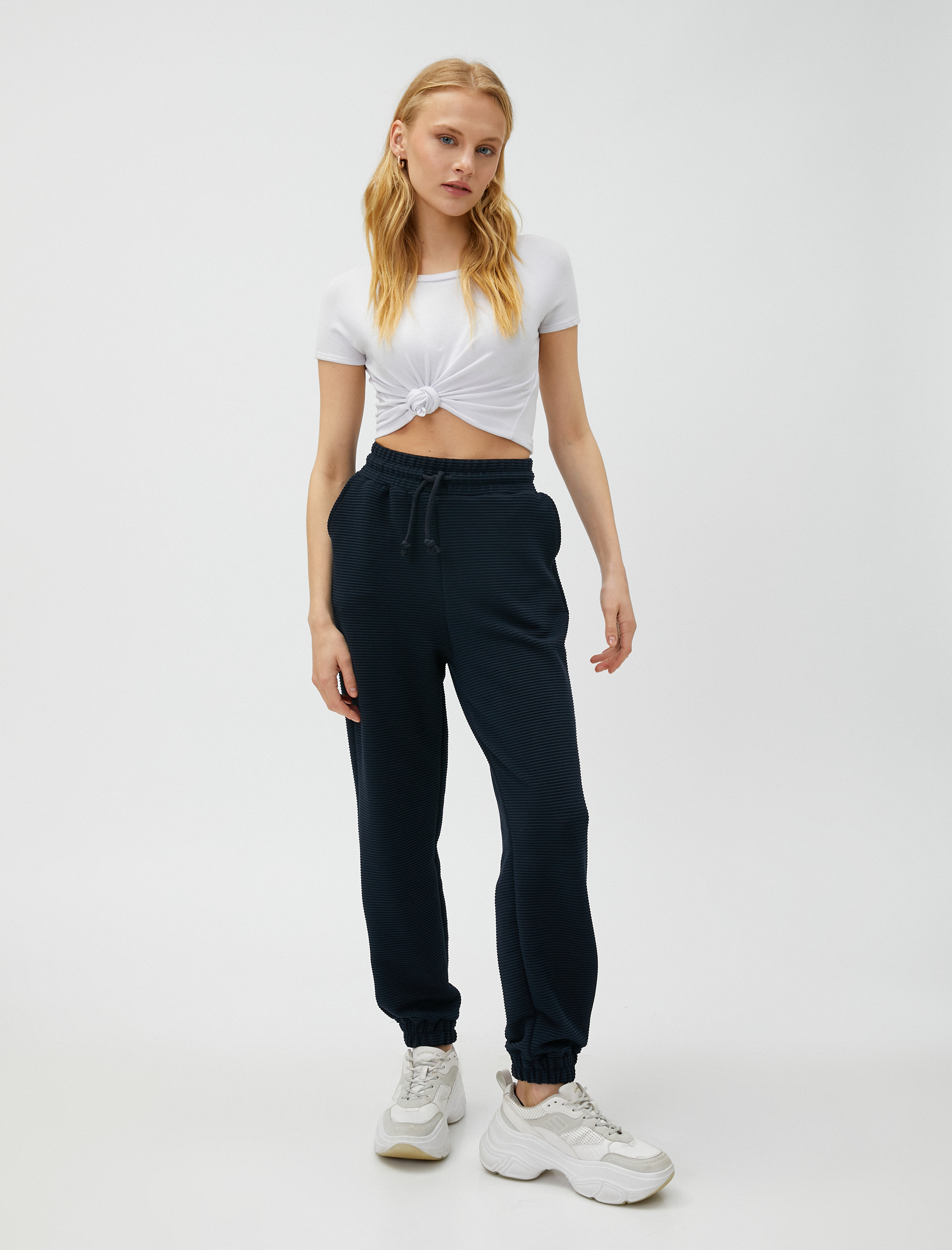   Beli Bağlamalı Jogger Eşofman Altı Cepli