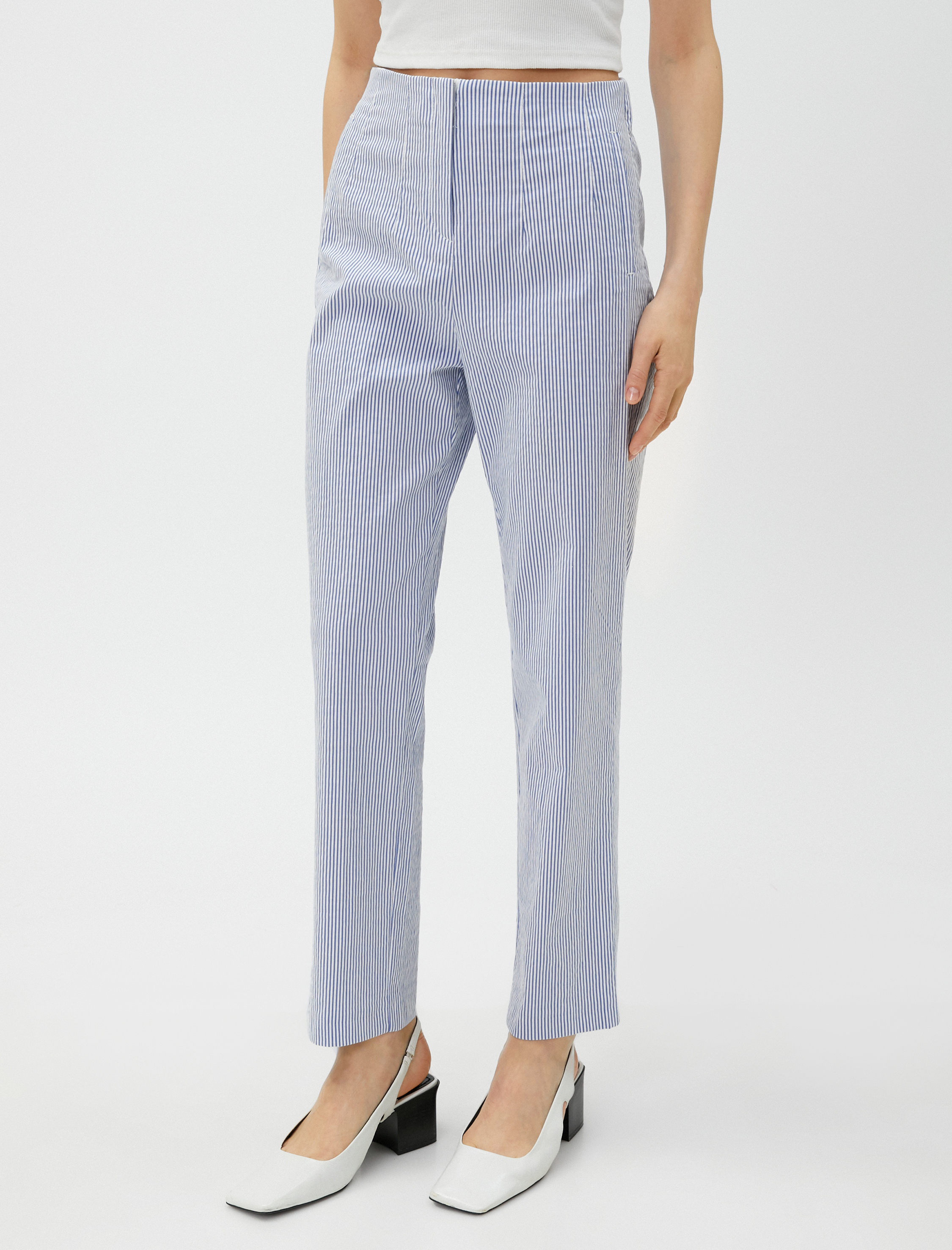   Düz Paça Kumaş Pantolon Pamuklu