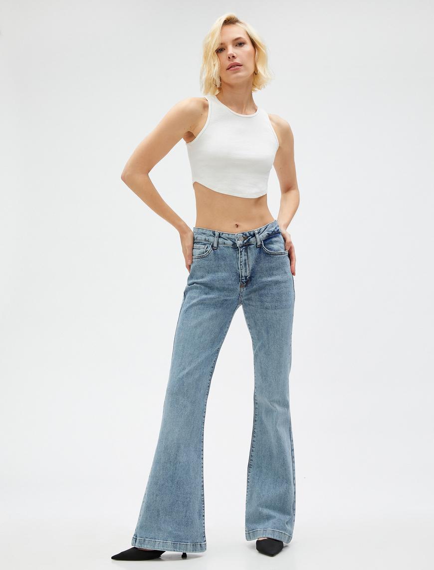   Yüksek Bel İspanyol Paça Kot Pantolon - Victoria Flare Fit Jean