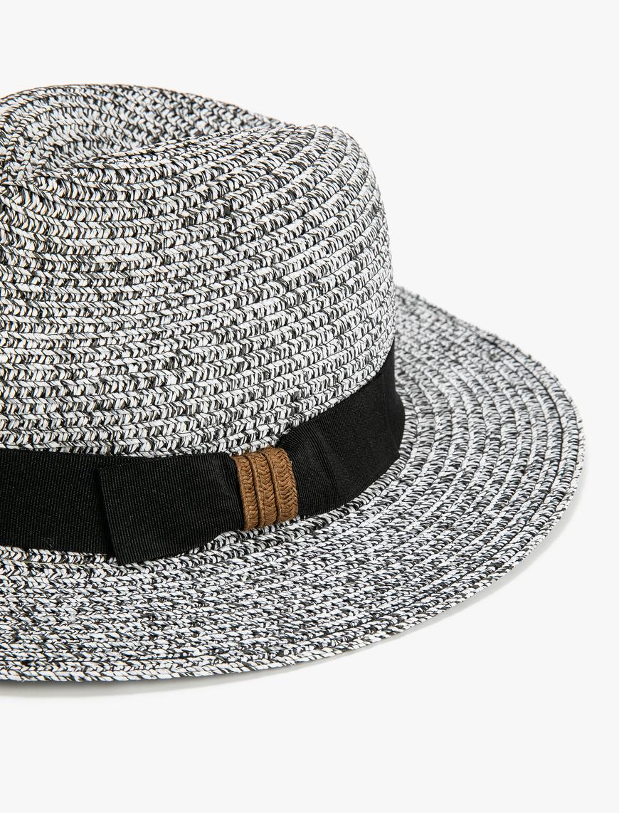  Erkek Hasır Şapka Bant Detaylı Örgü Motifli