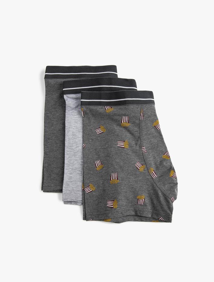  3'lü Boxer Seti Eğlence Baskı Detaylı Pamuklu