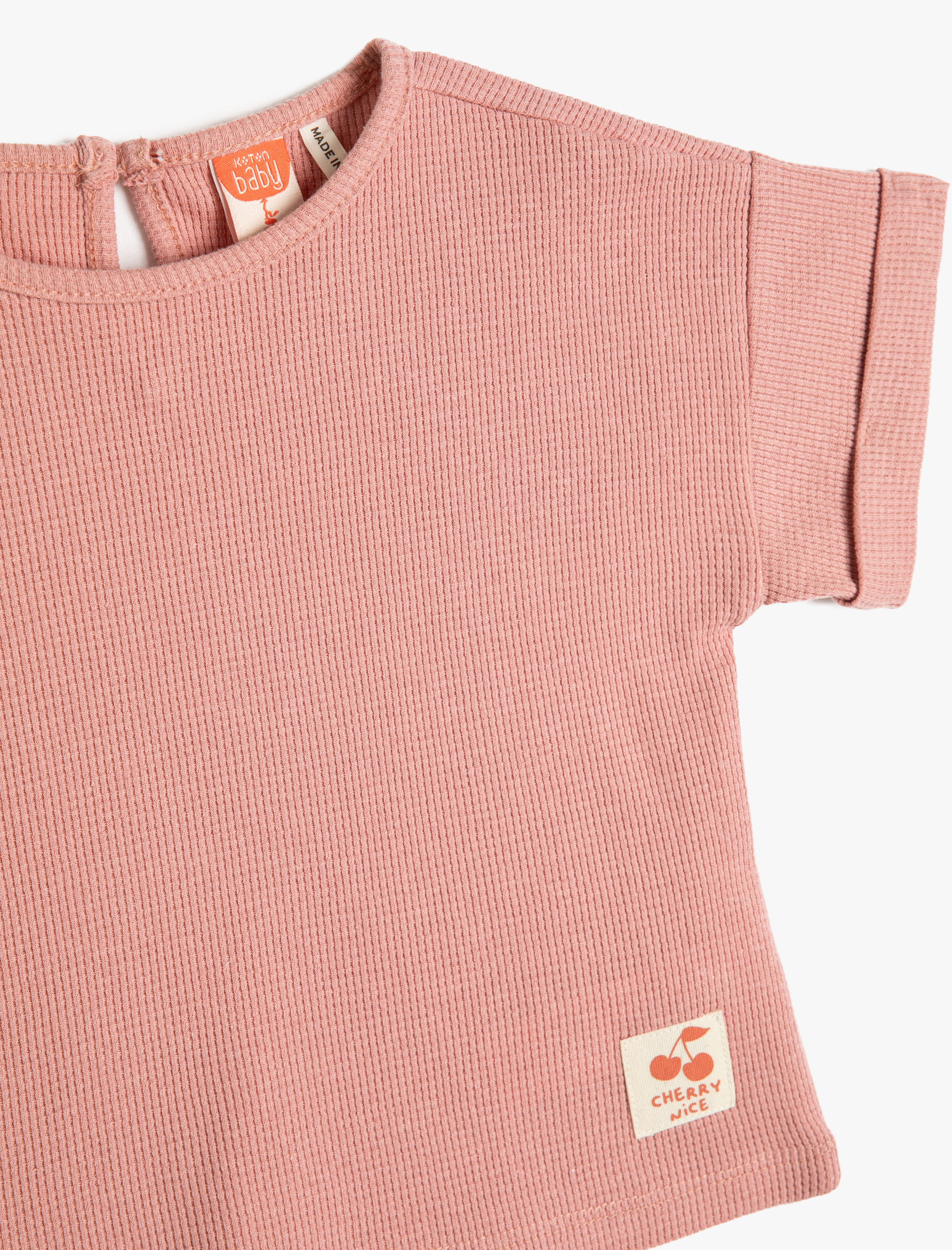  Kız Bebek Tişört Basic Pamuklu Kısa Kollu Dokulu