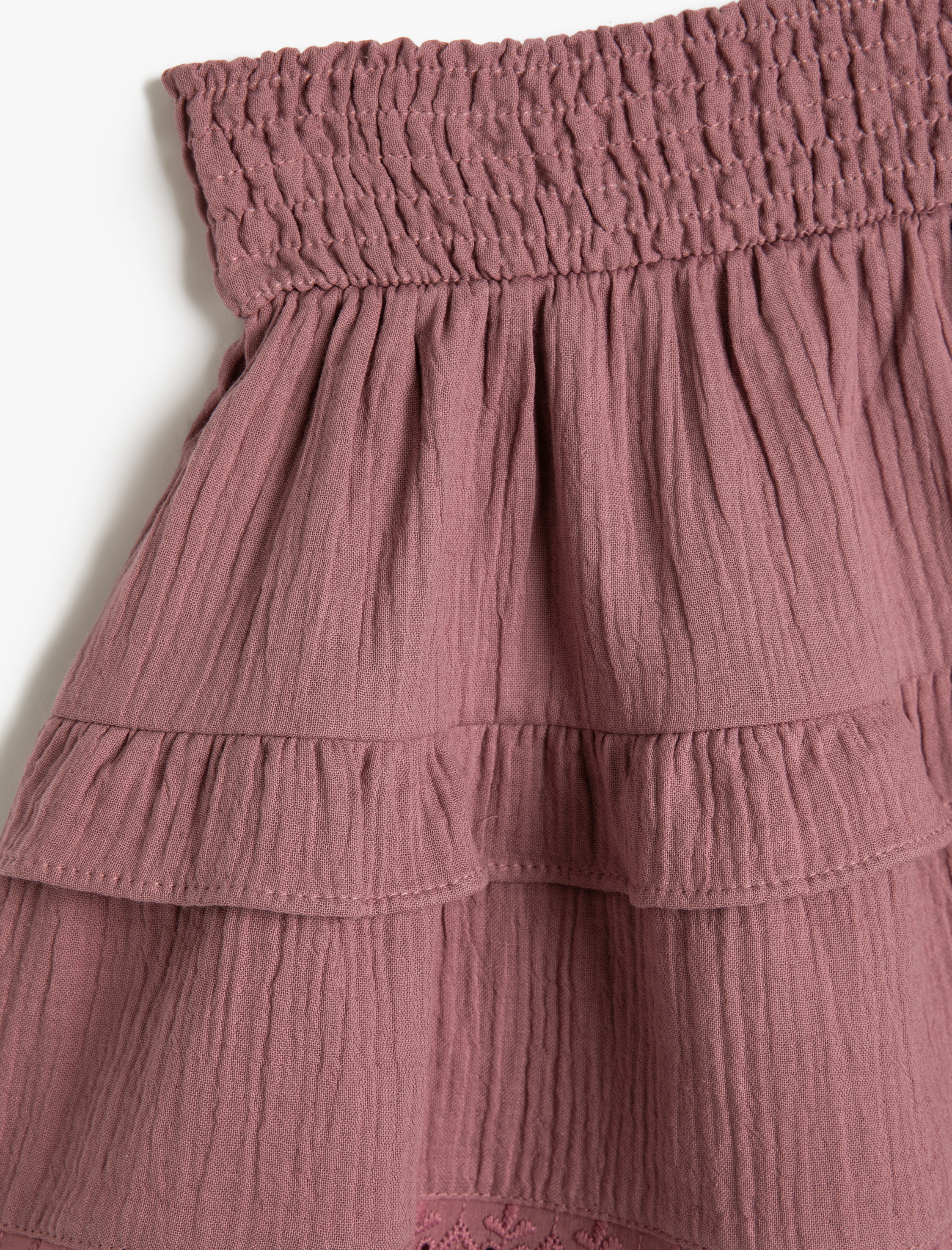 Kız Çocuk Etek Katlı Fisto Detaylı Pamuklu