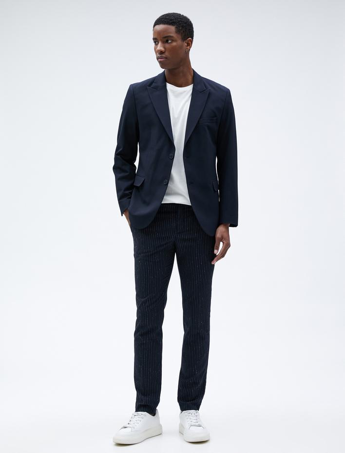  Blazer Ceket Düğme Detaylı Dar Kesim