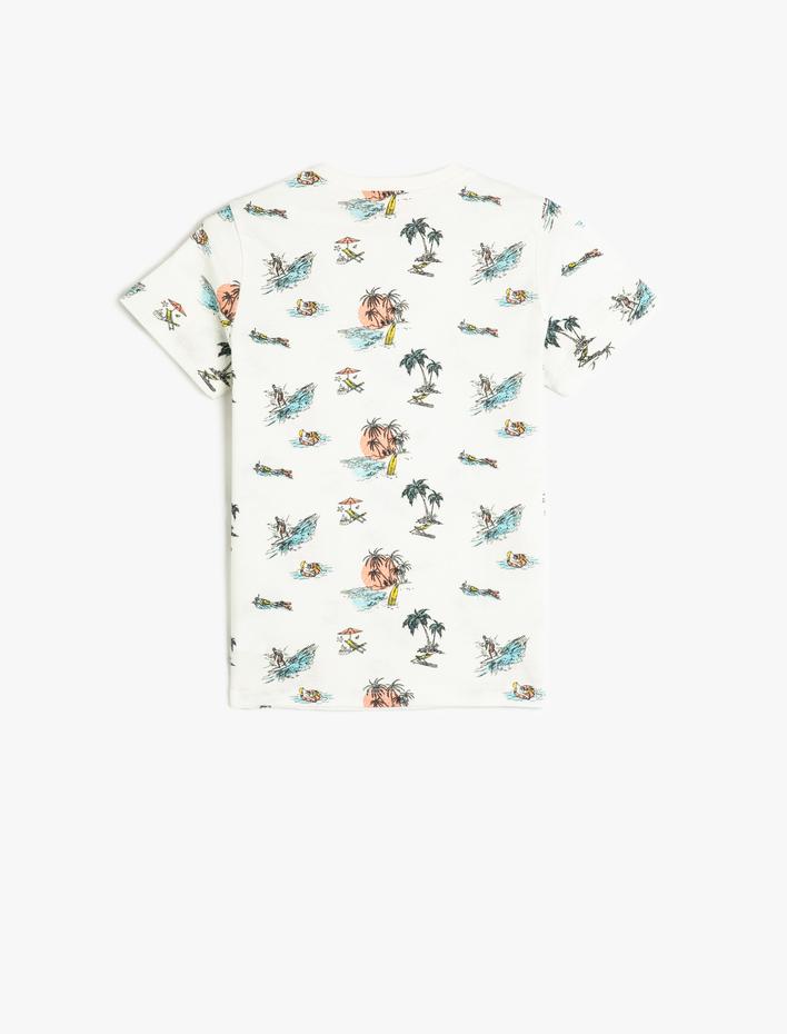 Erkek Çocuk Tişört Kısa Kollu Bisiklet Yaka Pamuklu Yaz Temalı