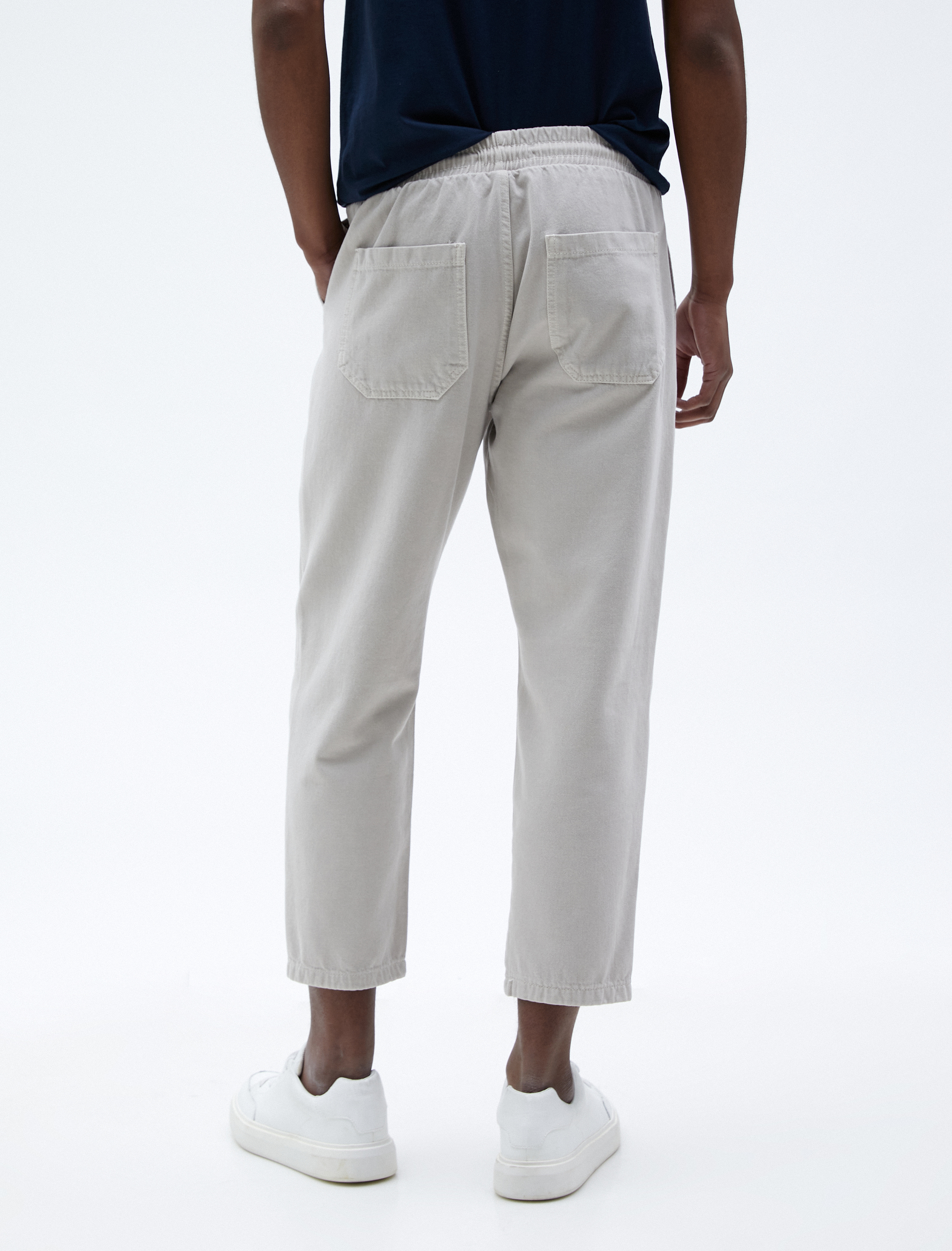   Beli Bağcıklı Pantolon Cepli Dikiş Detaylı Pamuklu