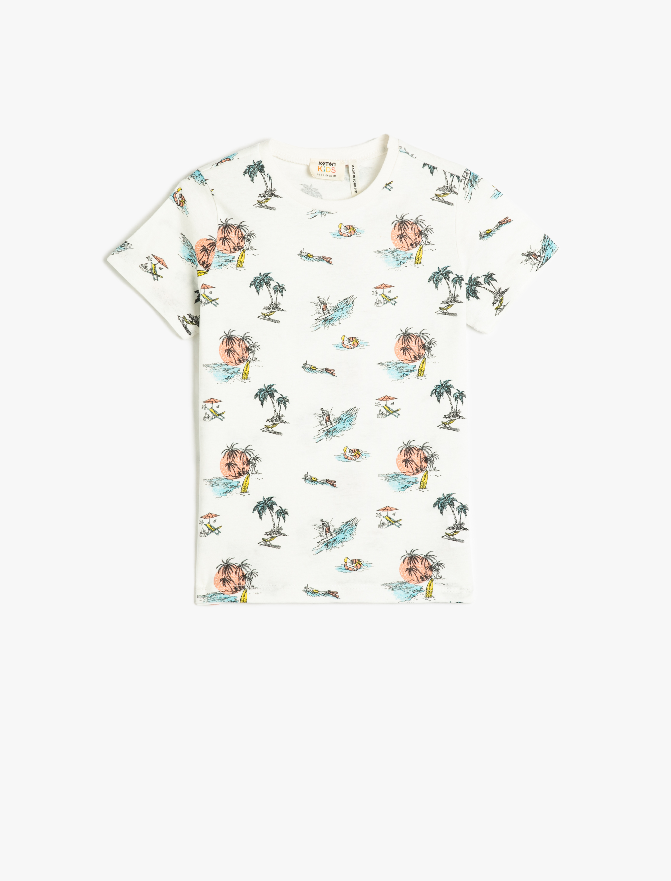  Erkek Çocuk Tişört Kısa Kollu Bisiklet Yaka Pamuklu Yaz Temalı