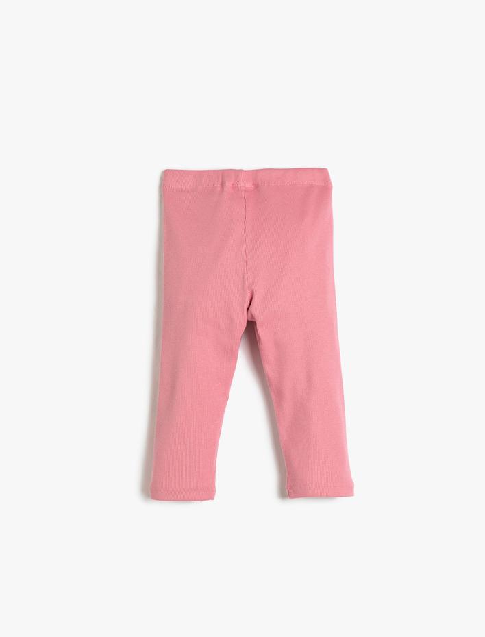 Kız Çocuk Pamuklu Tayt Basic Capri BoyFitilli Beli Lastikli