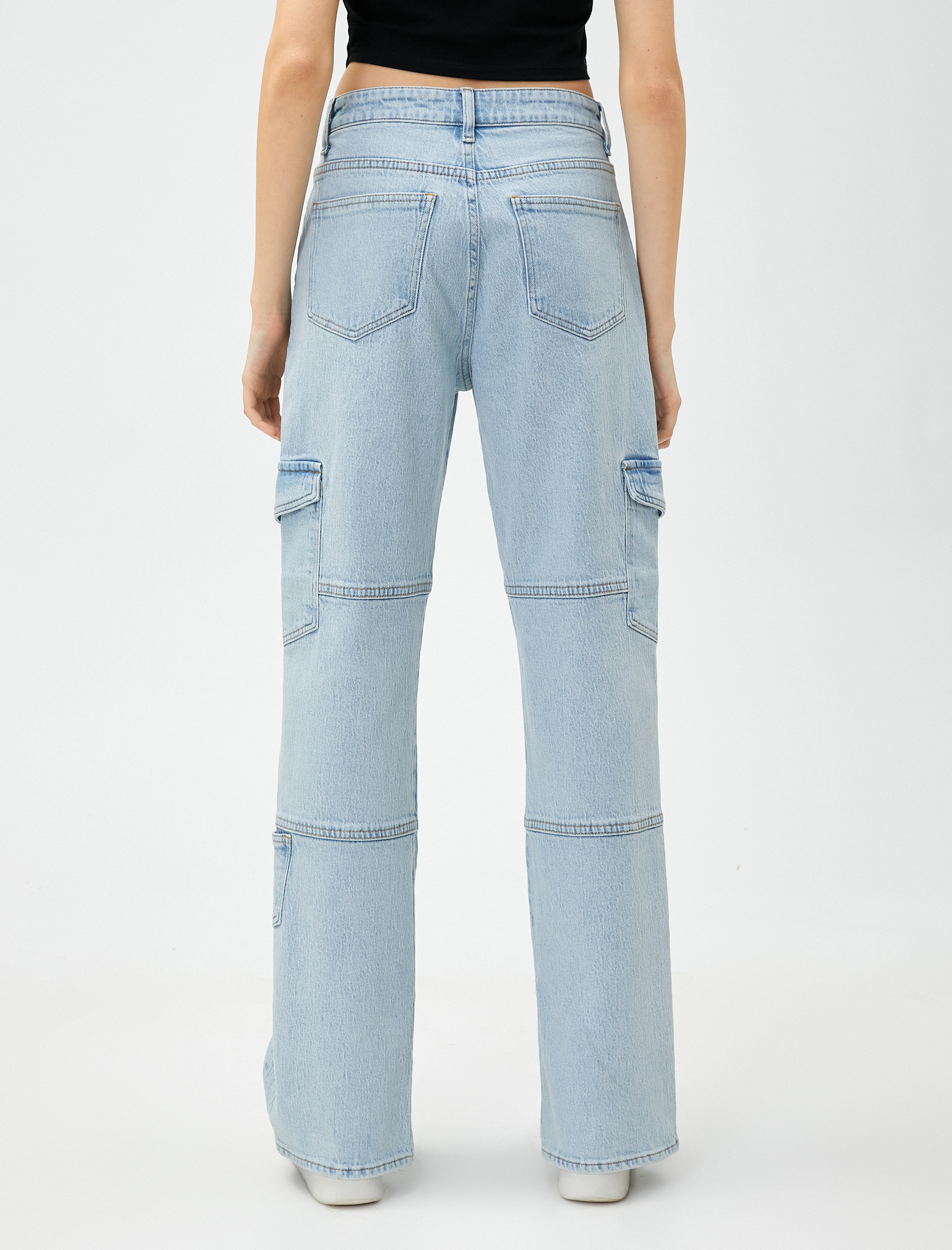 Koton Kot Kargo Pantolon Yüksek Bel Düz Paça - Eve Jeans. 4