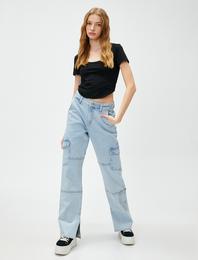 Kot Kargo Pantolon Yüksek Bel Düz Paça - Eve Jeans