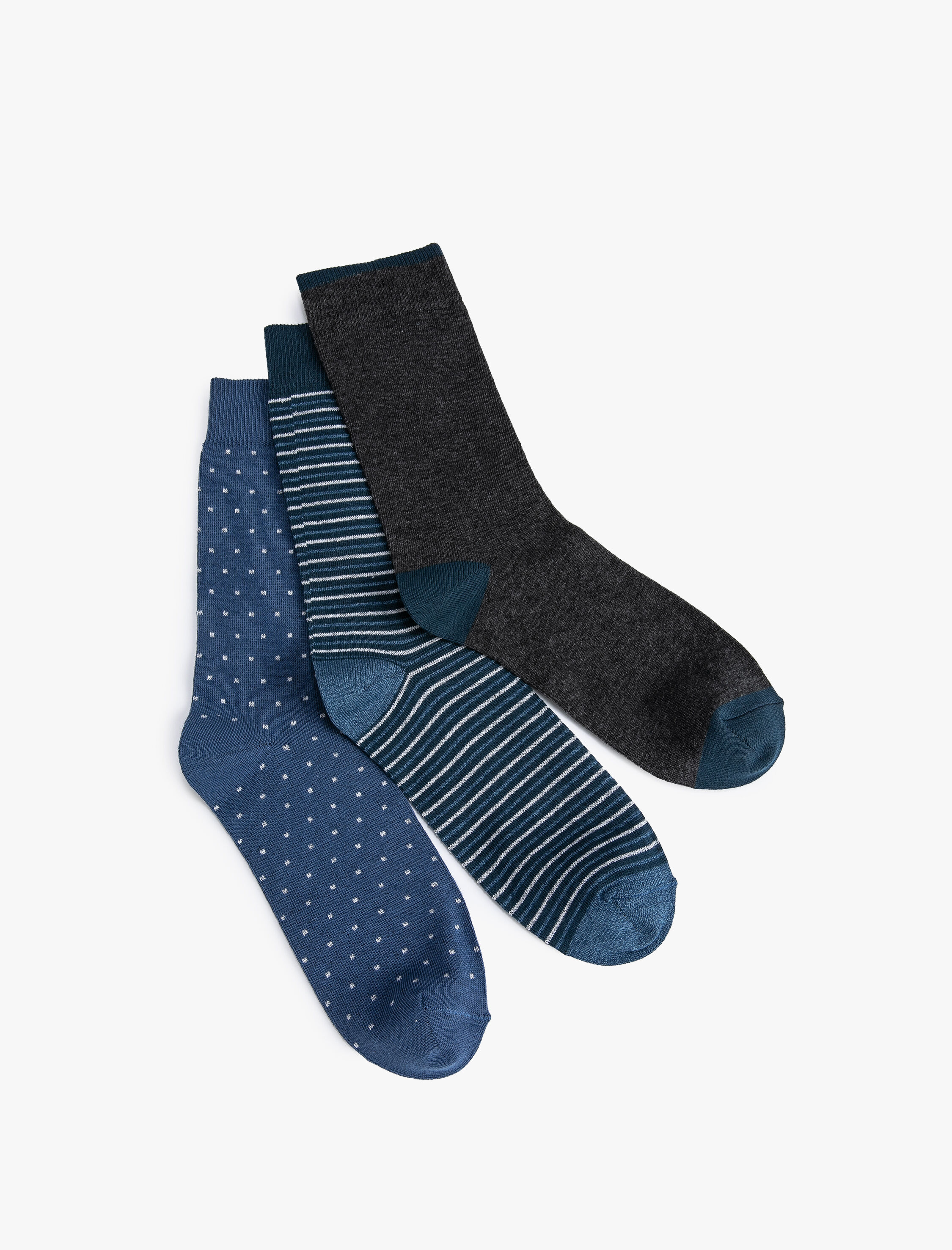  Erkek Puantiyeli 3'lü Soket Çorap Seti