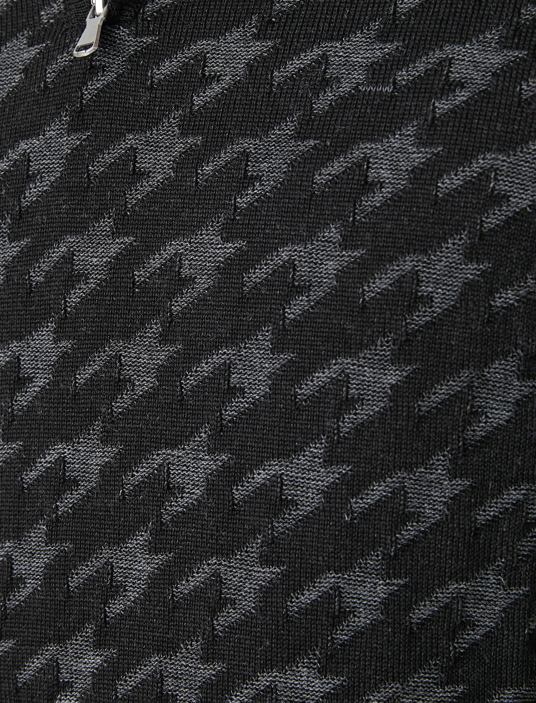   Triko Fermuarlı Kazak Dik Yaka Kazayağı Detaylı