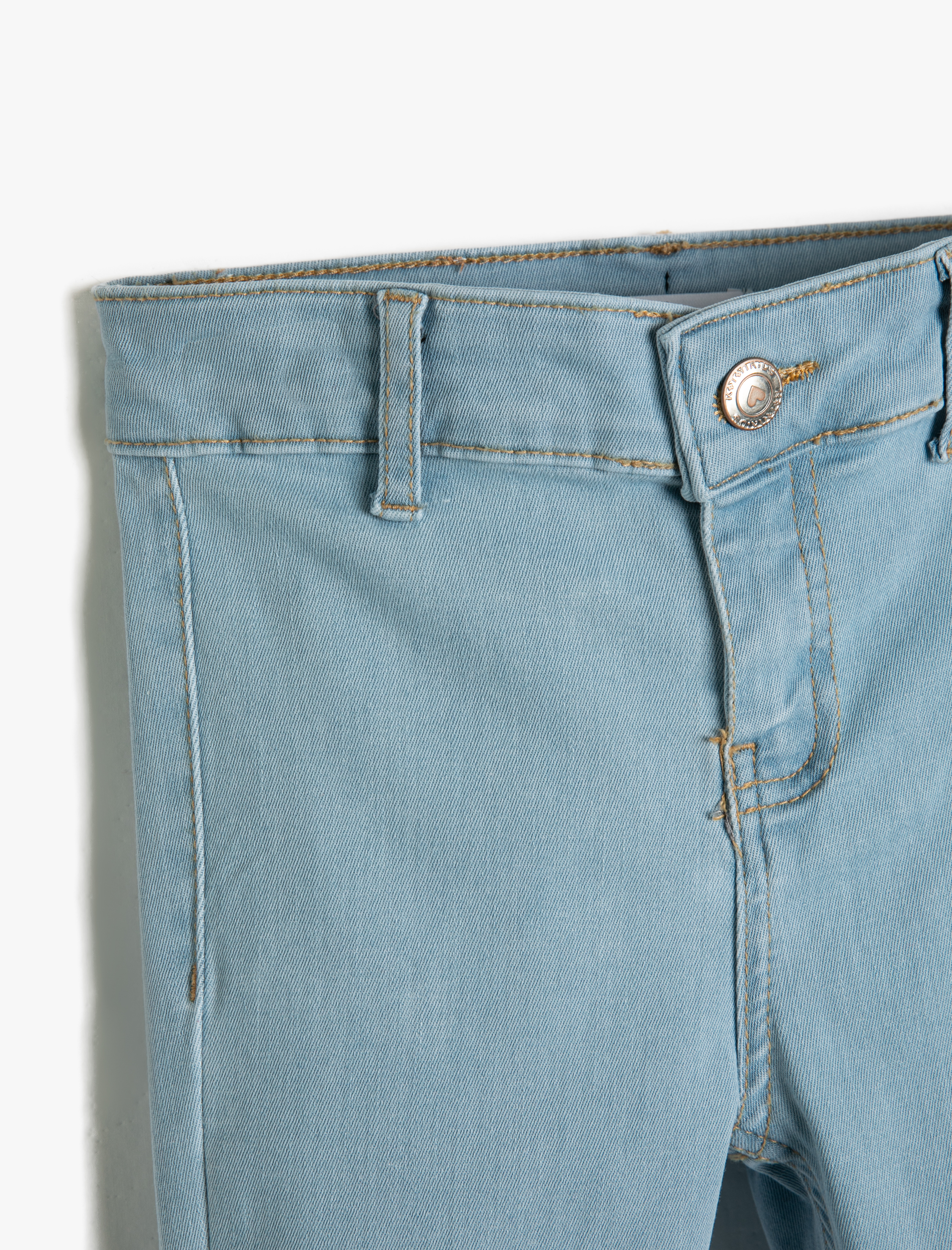  Kız Çocuk Jean Tayt Pamuklu Beli Ayarlanabilir Lastikli