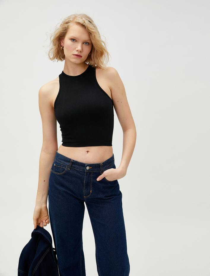  Crop Seamless Atlet Halter Yaka