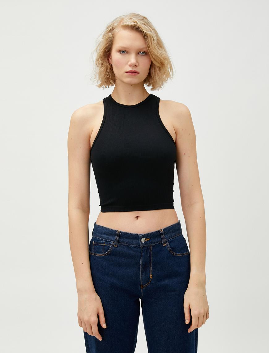   Crop Seamless Atlet Halter Yaka