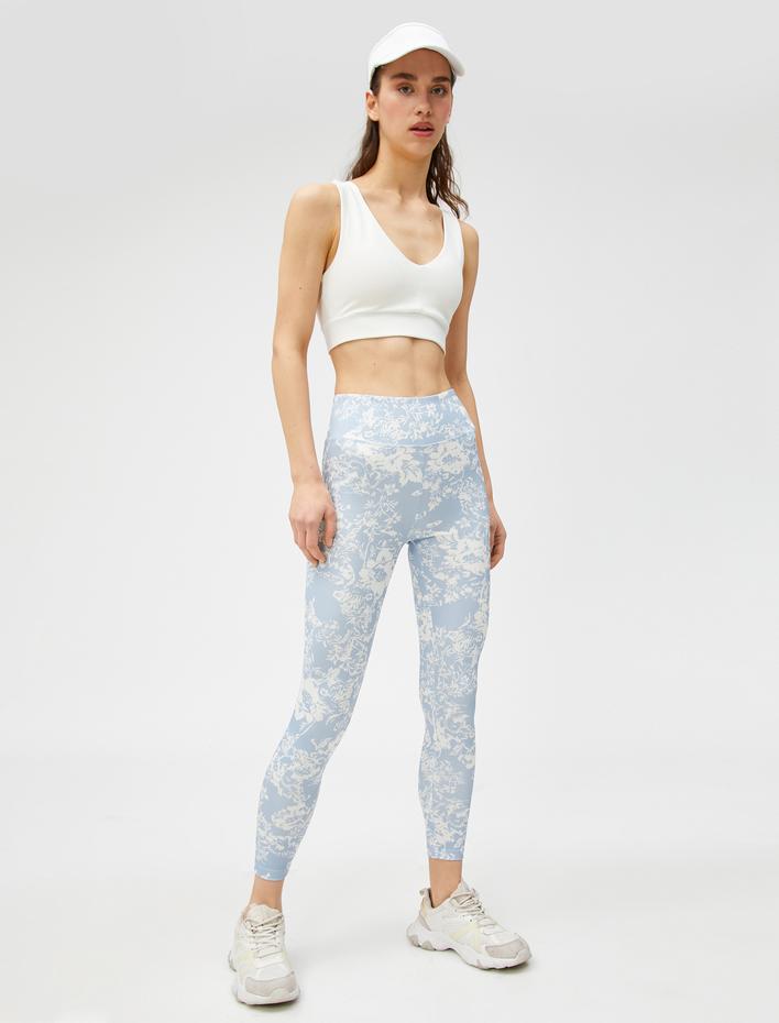  Çiçek Baskılı Sporcu Tayt Yüksek Bel