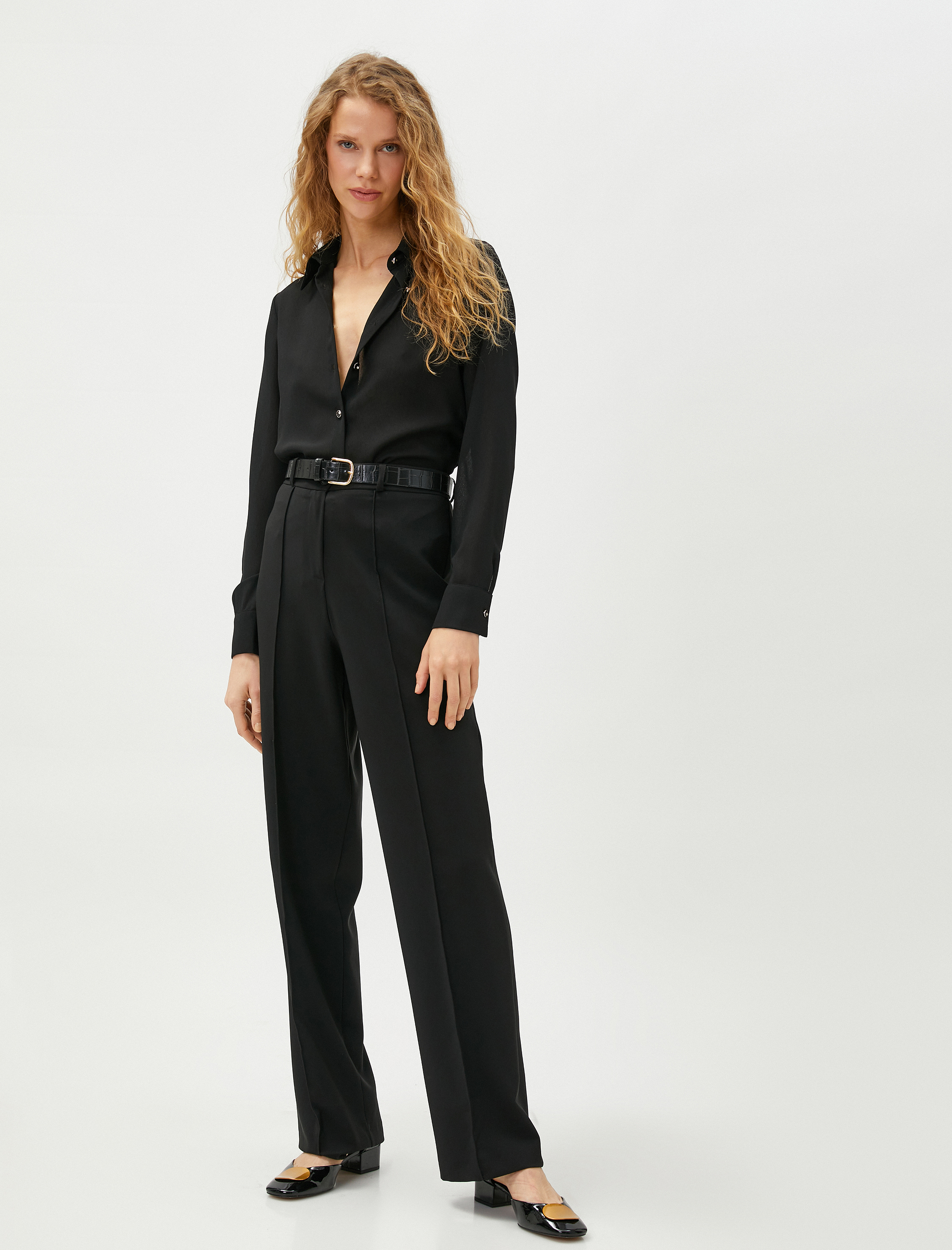   Düğme Detaylı Gömlek Uzun Kollu