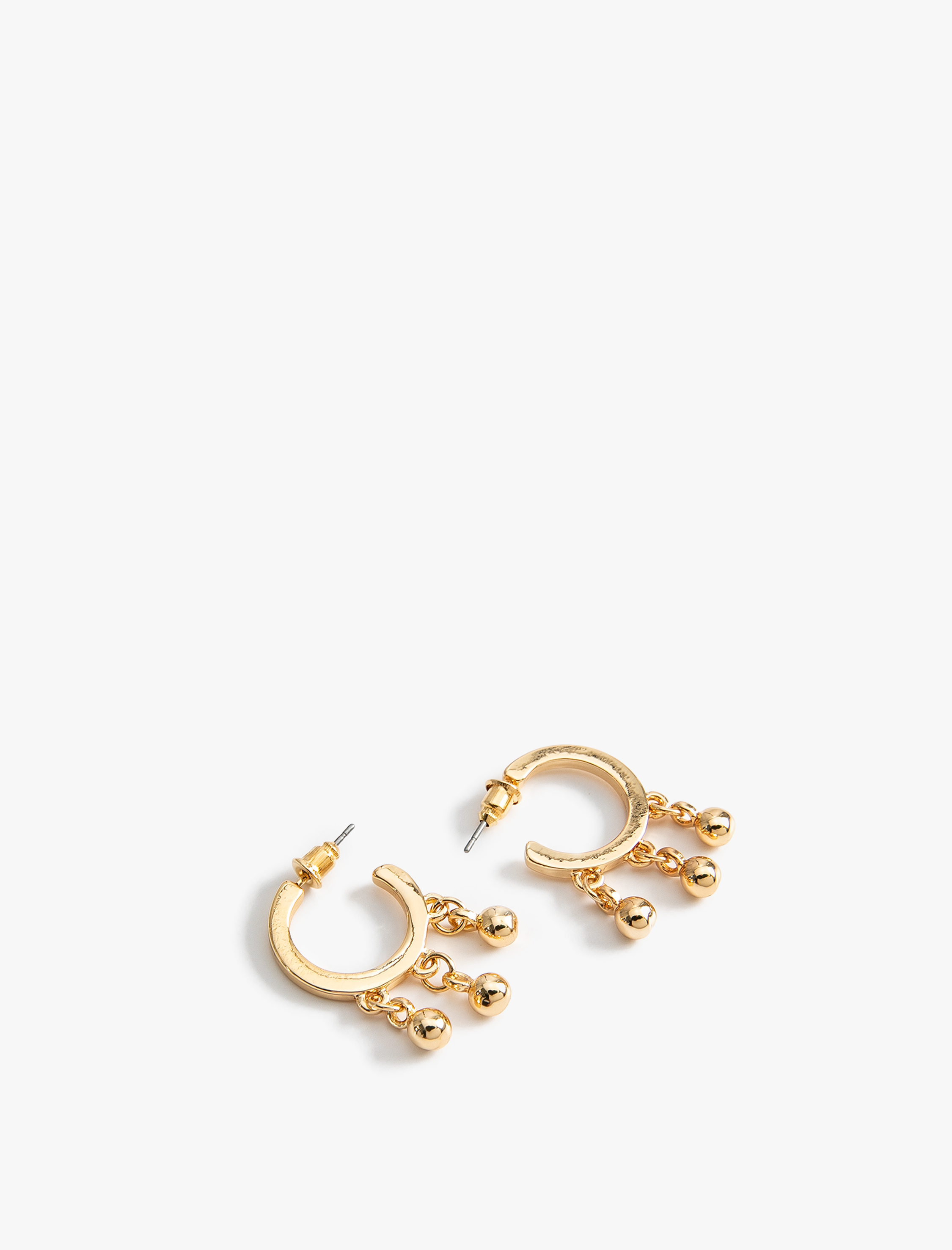  Kadın Küpe Top Detaylı Yarım Halka