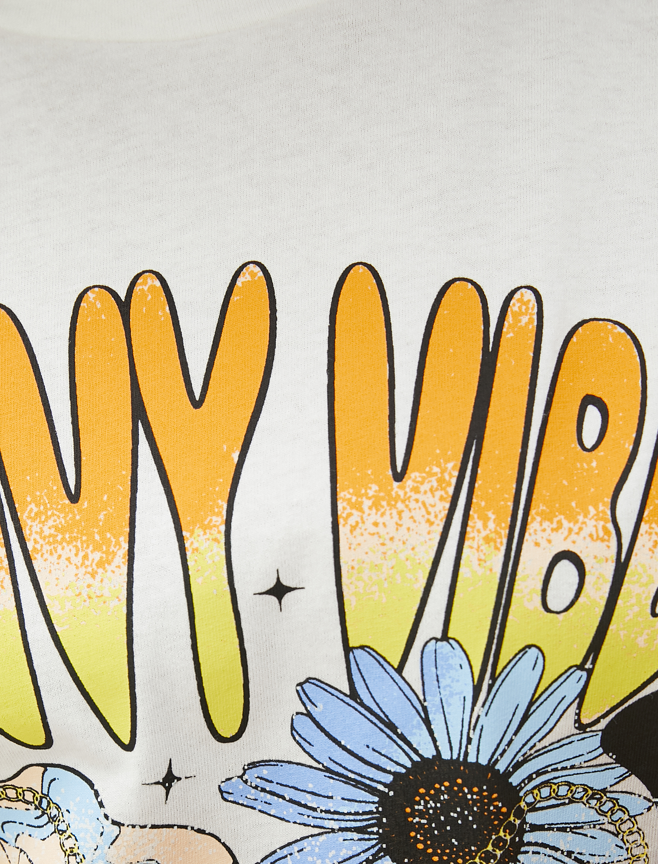   Baskılı Tişört Oversize Kısa Kollu Bisiklet Yaka Pamuklu