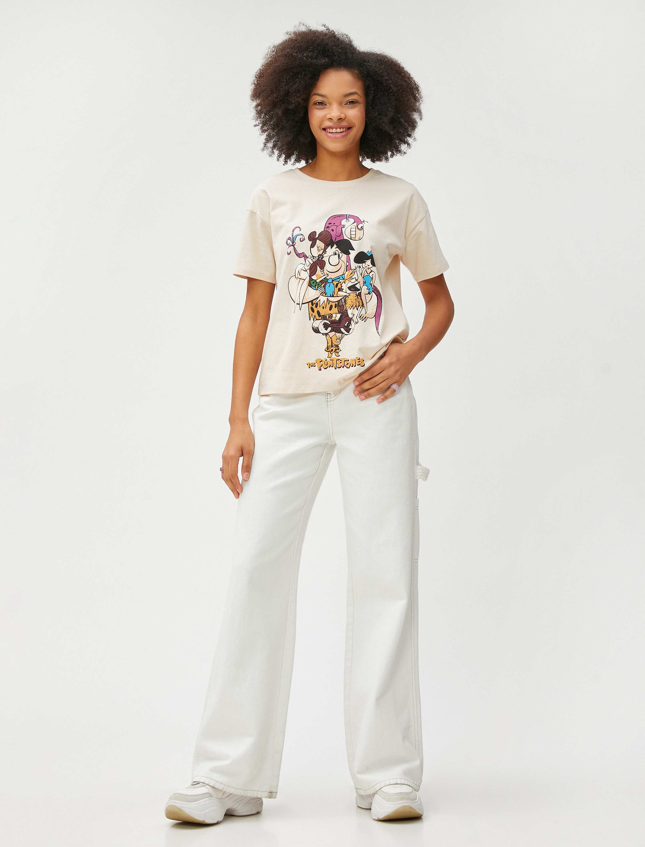   Taş Devri Tişört Lisanslı Kısa Kollu Bisiklet Yaka Pamuklu