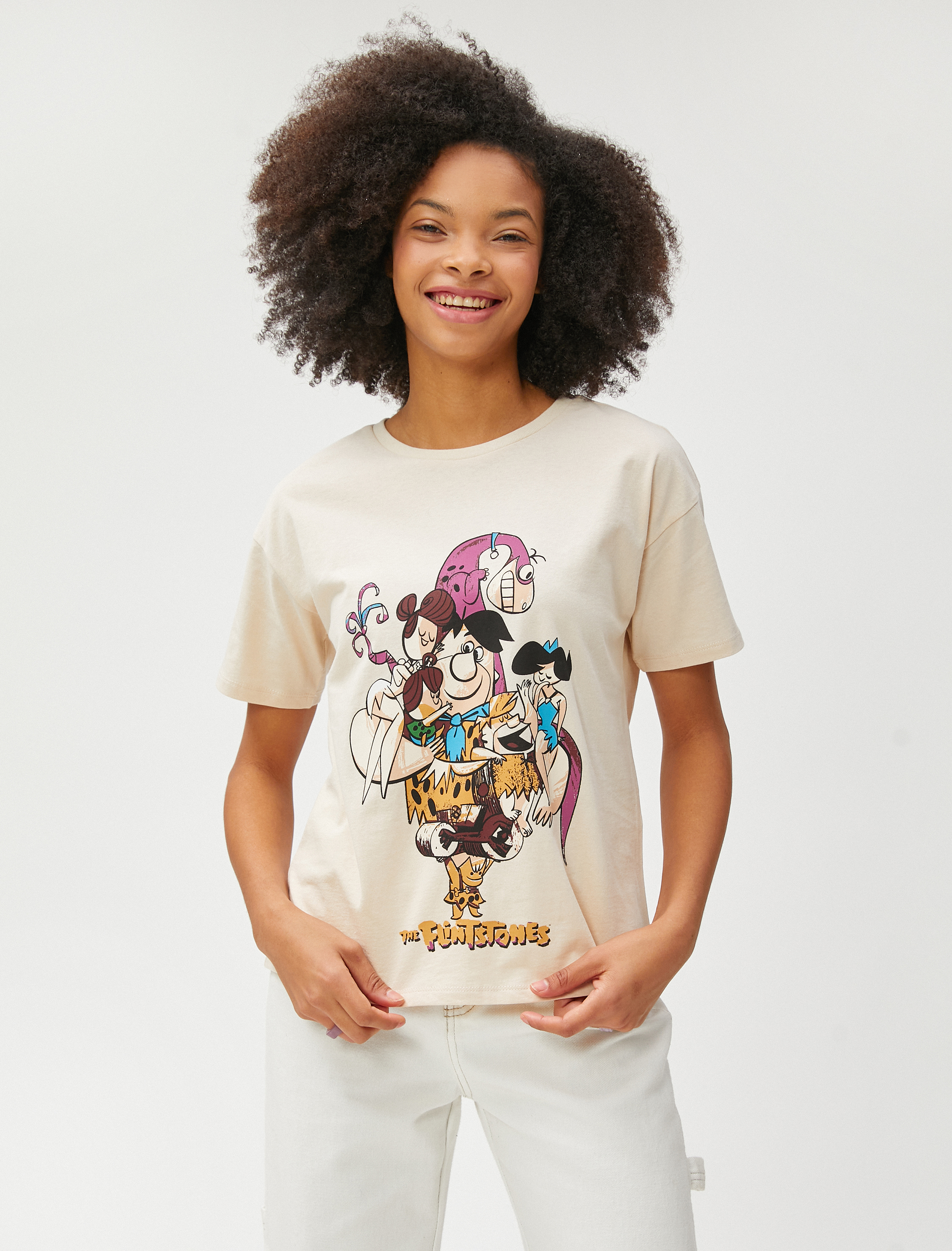   Taş Devri Tişört Lisanslı Kısa Kollu Bisiklet Yaka Pamuklu