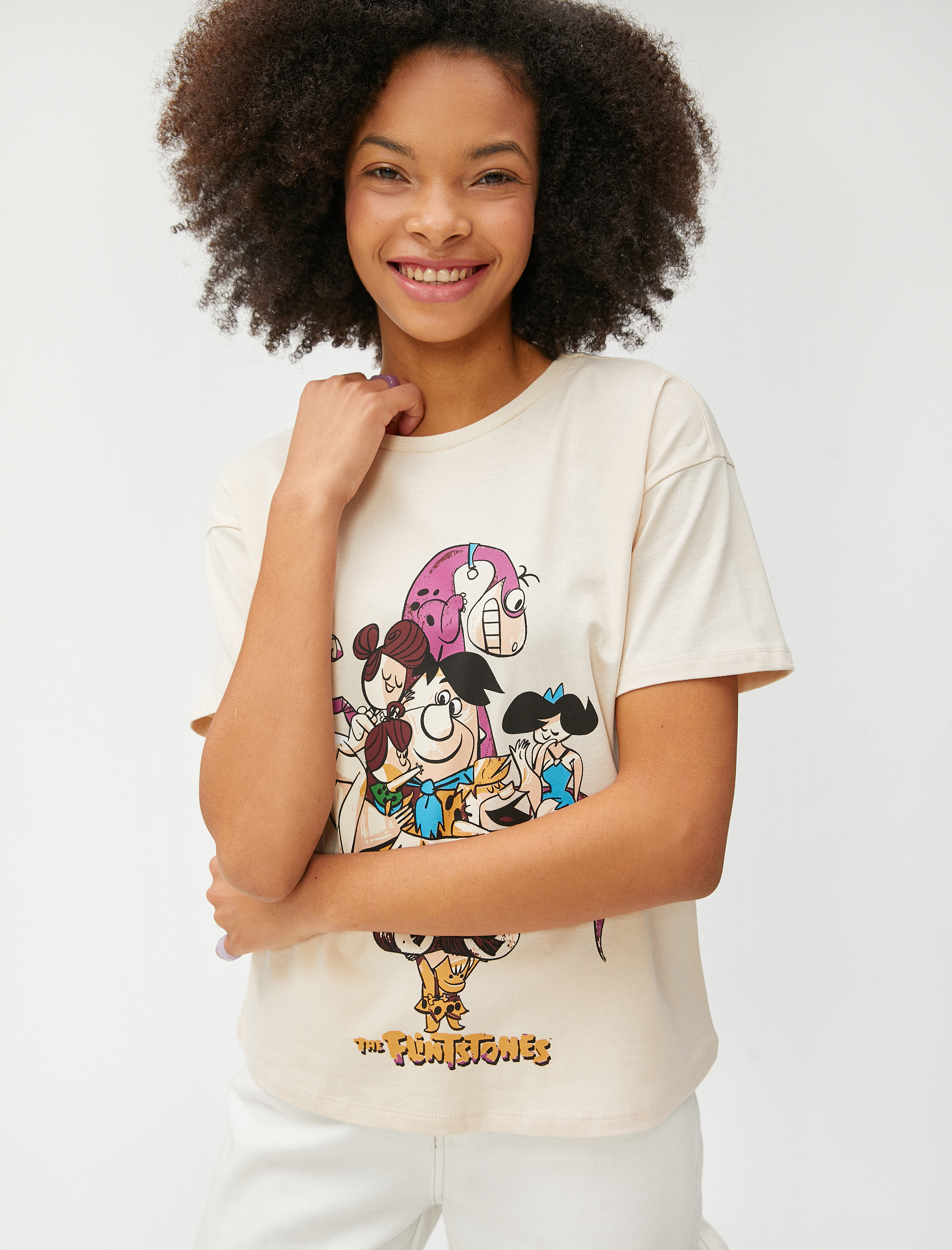   Taş Devri Tişört Lisanslı Kısa Kollu Bisiklet Yaka Pamuklu