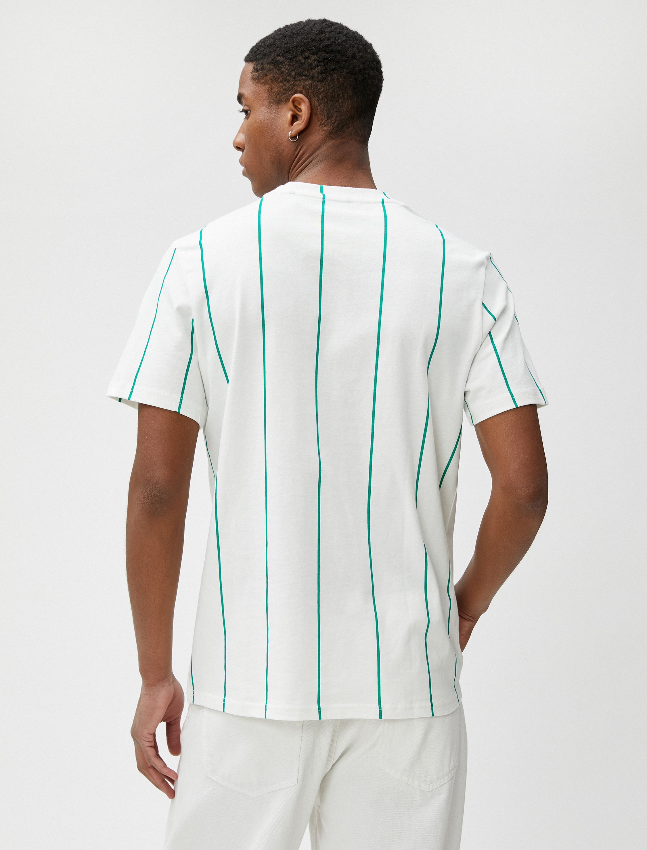   Kolej Tişört Harf İşlemeli Bisiklet Yaka Pamuklu