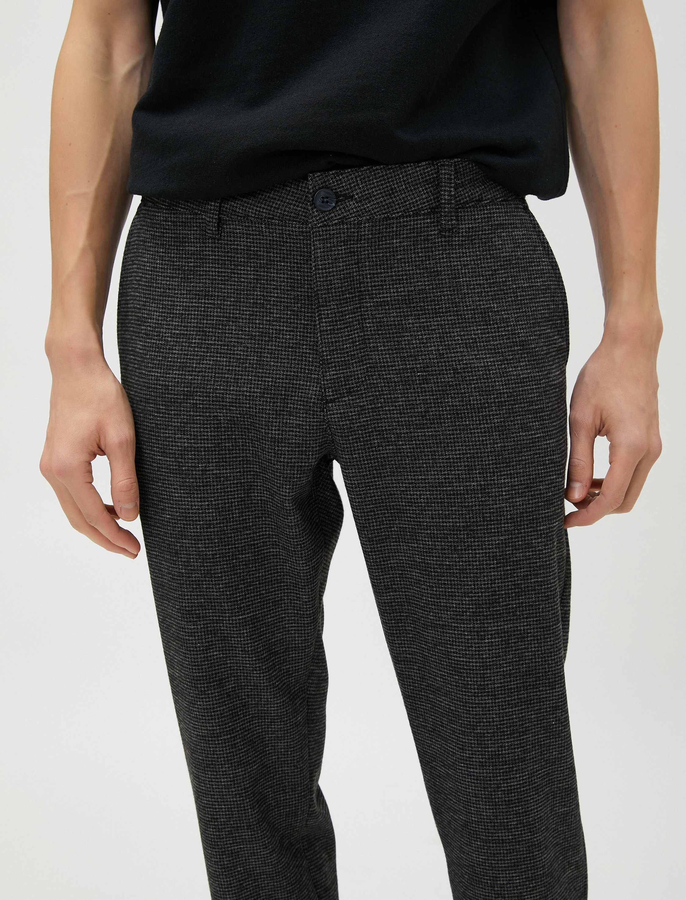   Dokuma Pantolon Kazayağı Detaylı Düğmeli Cepli