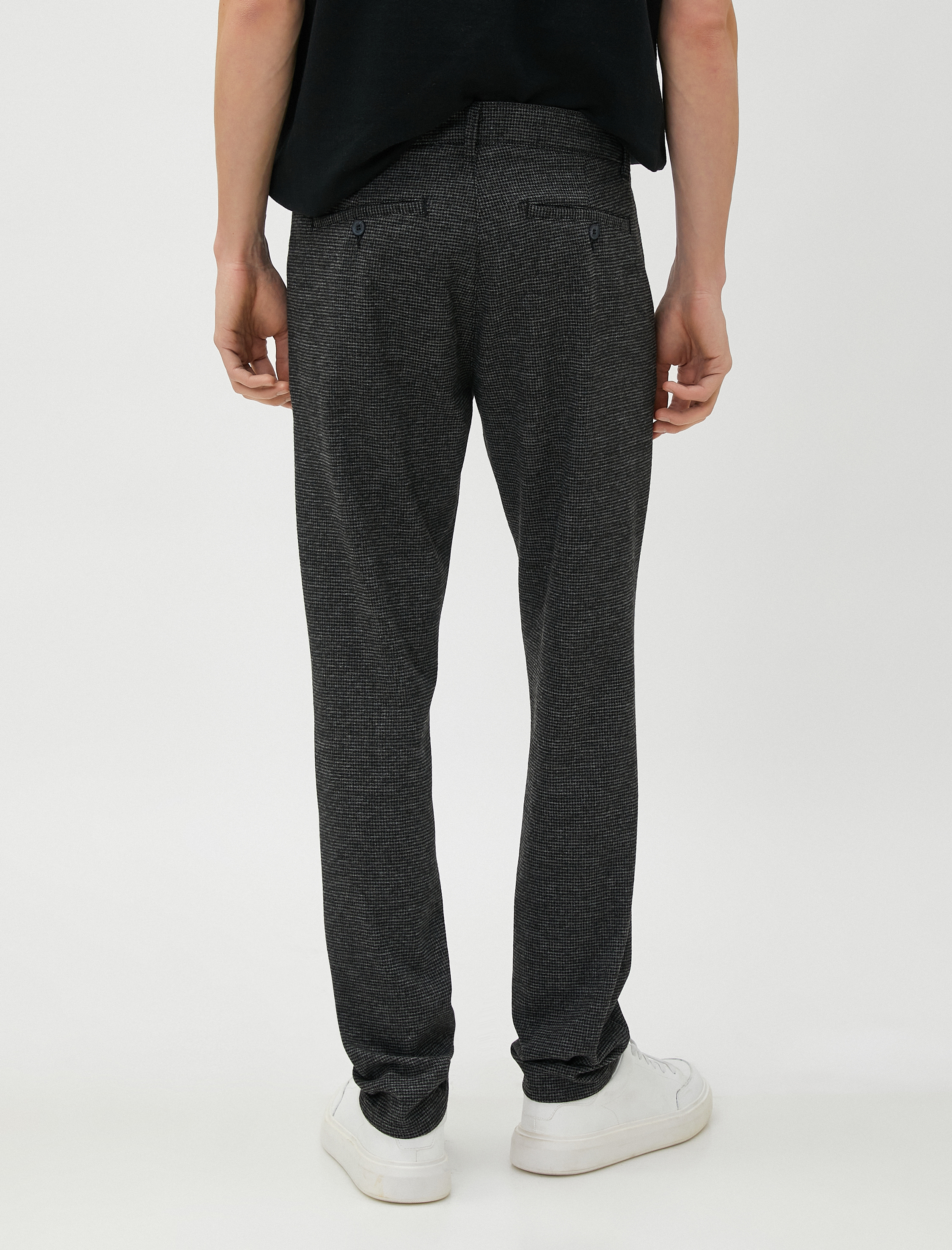   Dokuma Pantolon Kazayağı Detaylı Düğmeli Cepli