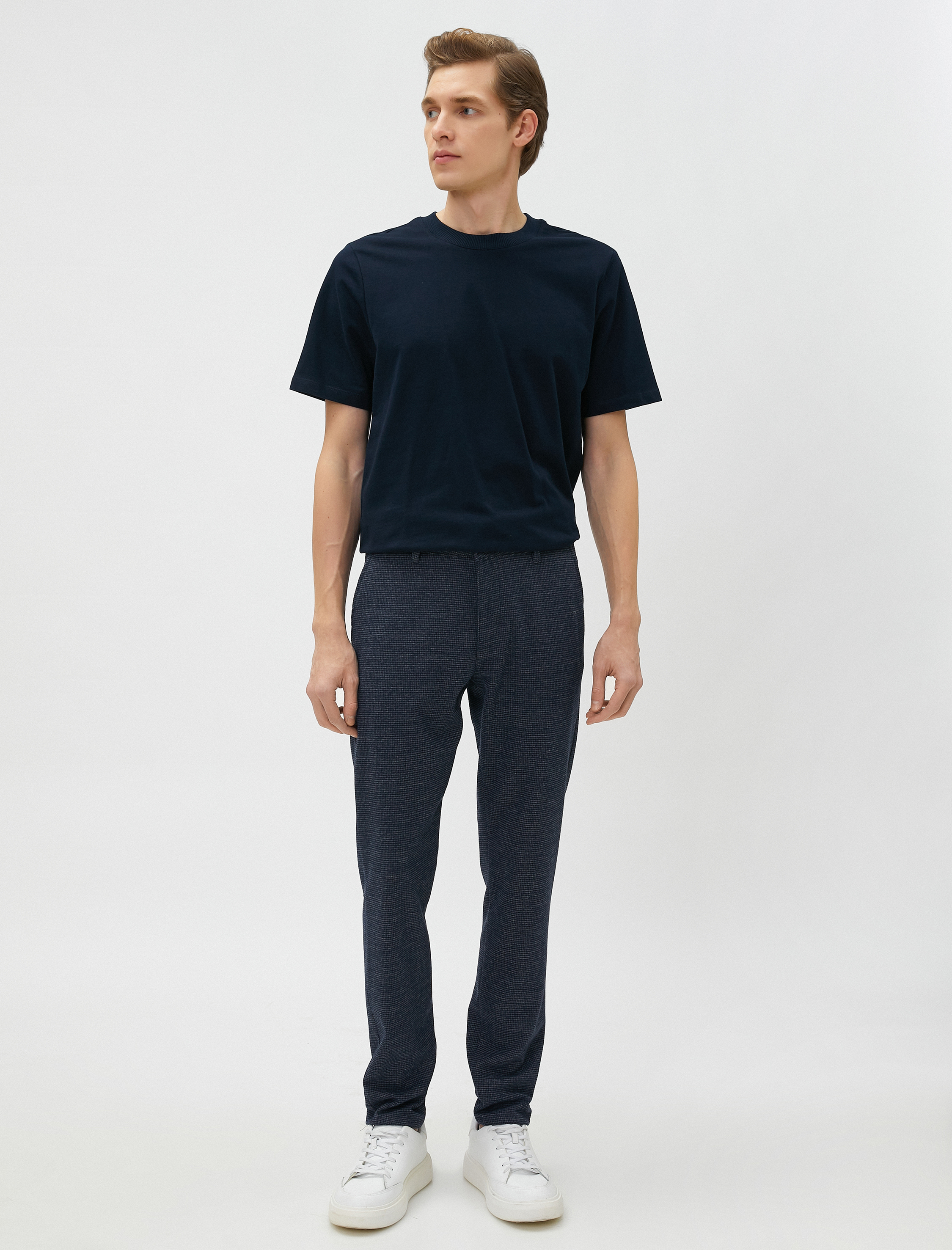   Dokuma Pantolon Kazayağı Detaylı Düğmeli Cepli