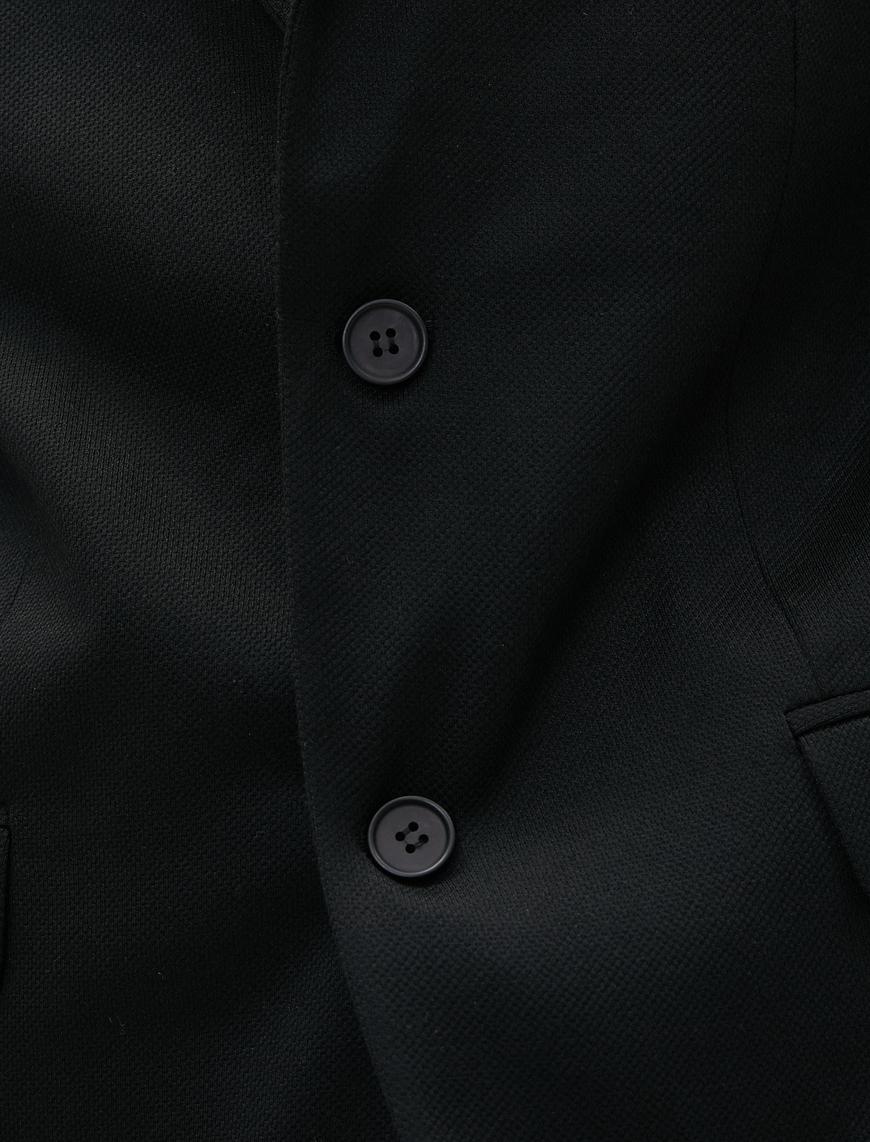   Basic Blazer Ceket Broş Detaylı Düğmeli Cepli Dar Kesim