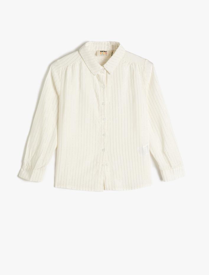 Kız Çocuk Gömlek Uzun Kollu Klasik Yaka Viskon Kumaş