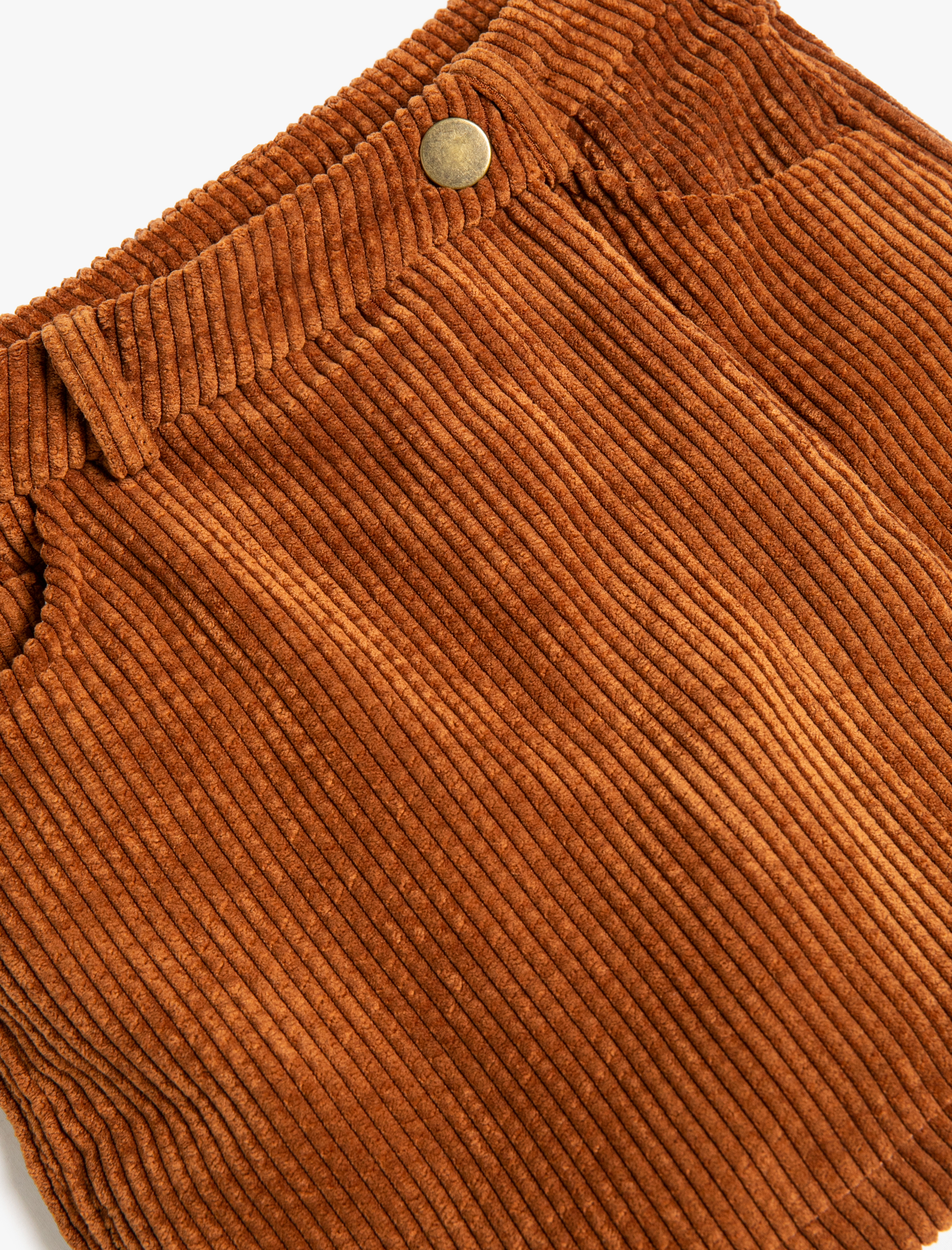 Kız Çocuk Şort Etek Fitilli Kadife Cepli