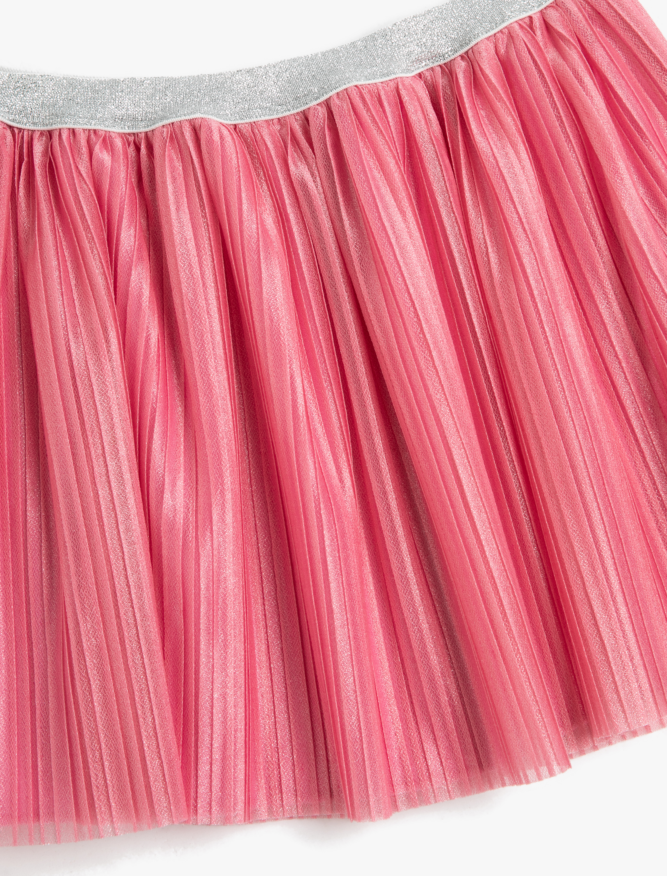  Kız Çocuk Mini Etek Pilili Astarlı Parıltılı Beli Lastikli