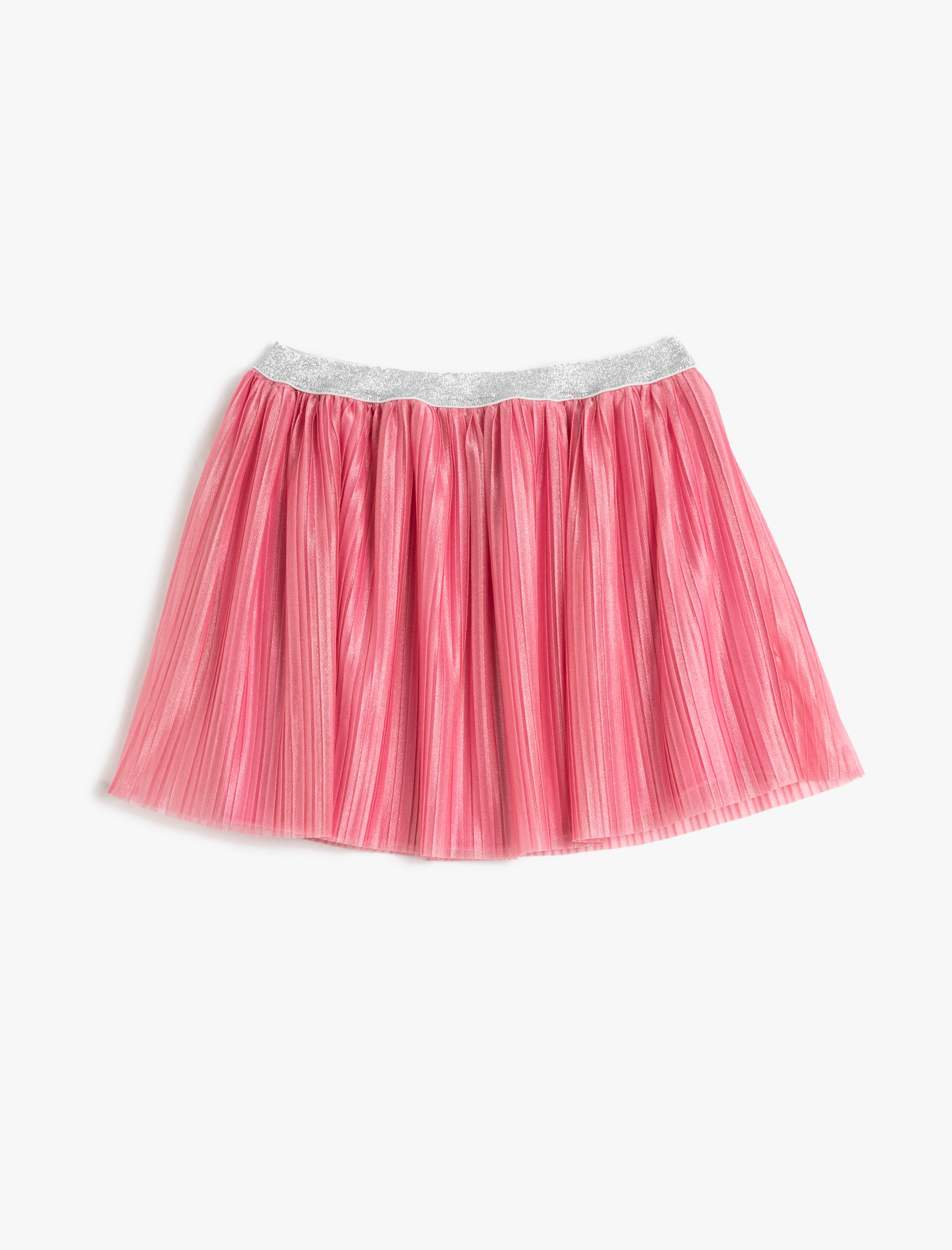  Kız Çocuk Mini Etek Pilili Astarlı Parıltılı Beli Lastikli