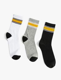 Çizgili 3'lü Soket Çorap Seti Çok Renkli