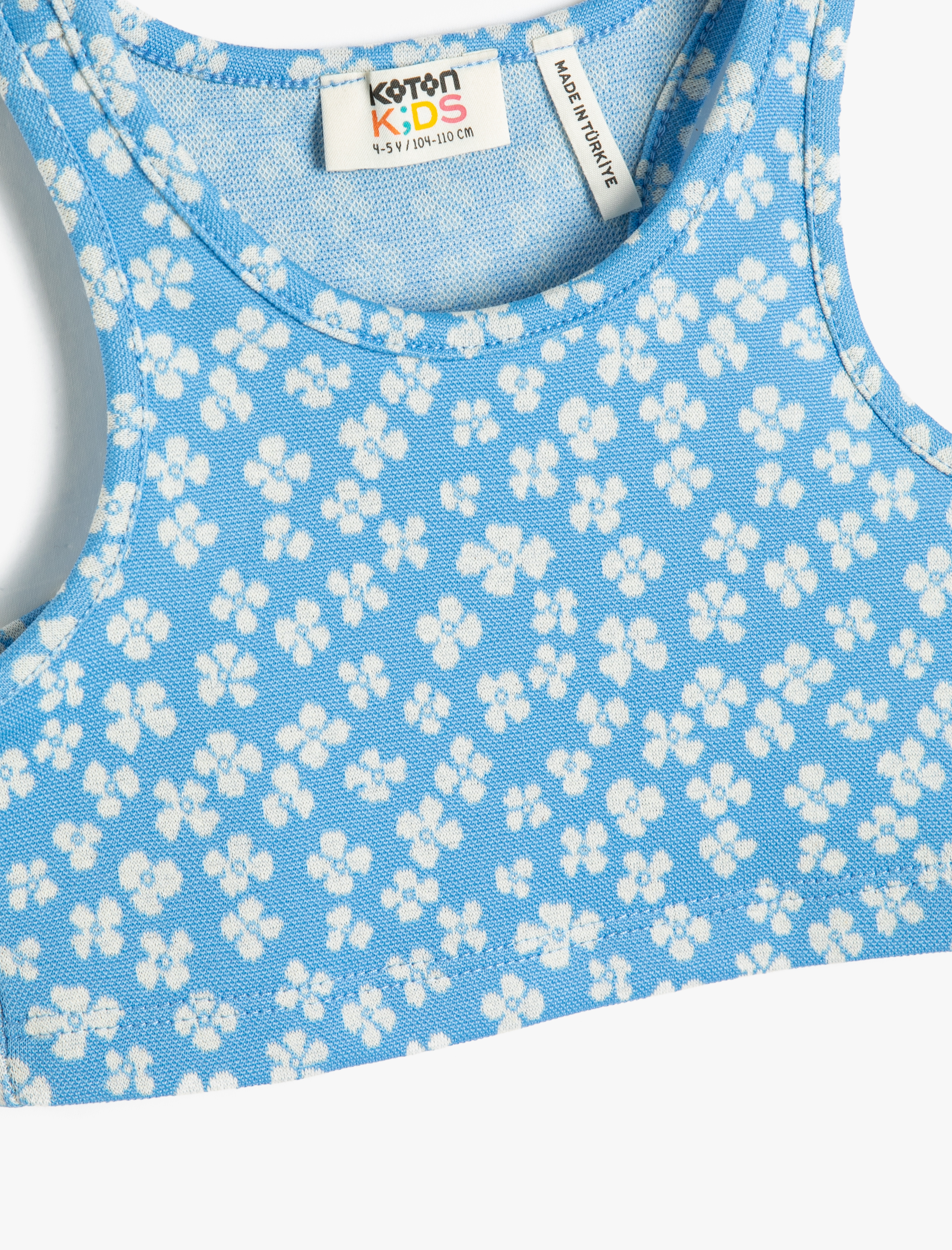 Kız Çocuk Yarım Atlet Kolsuz Çiçekli Dar Kalıp