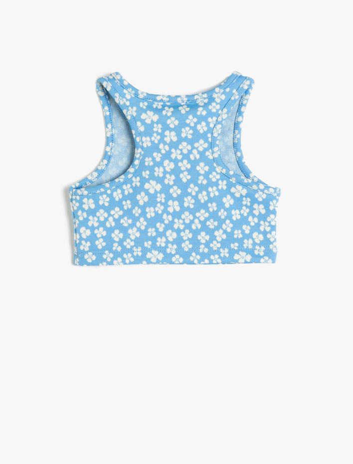 Kız Çocuk Yarım Atlet Kolsuz Çiçekli Dar Kalıp