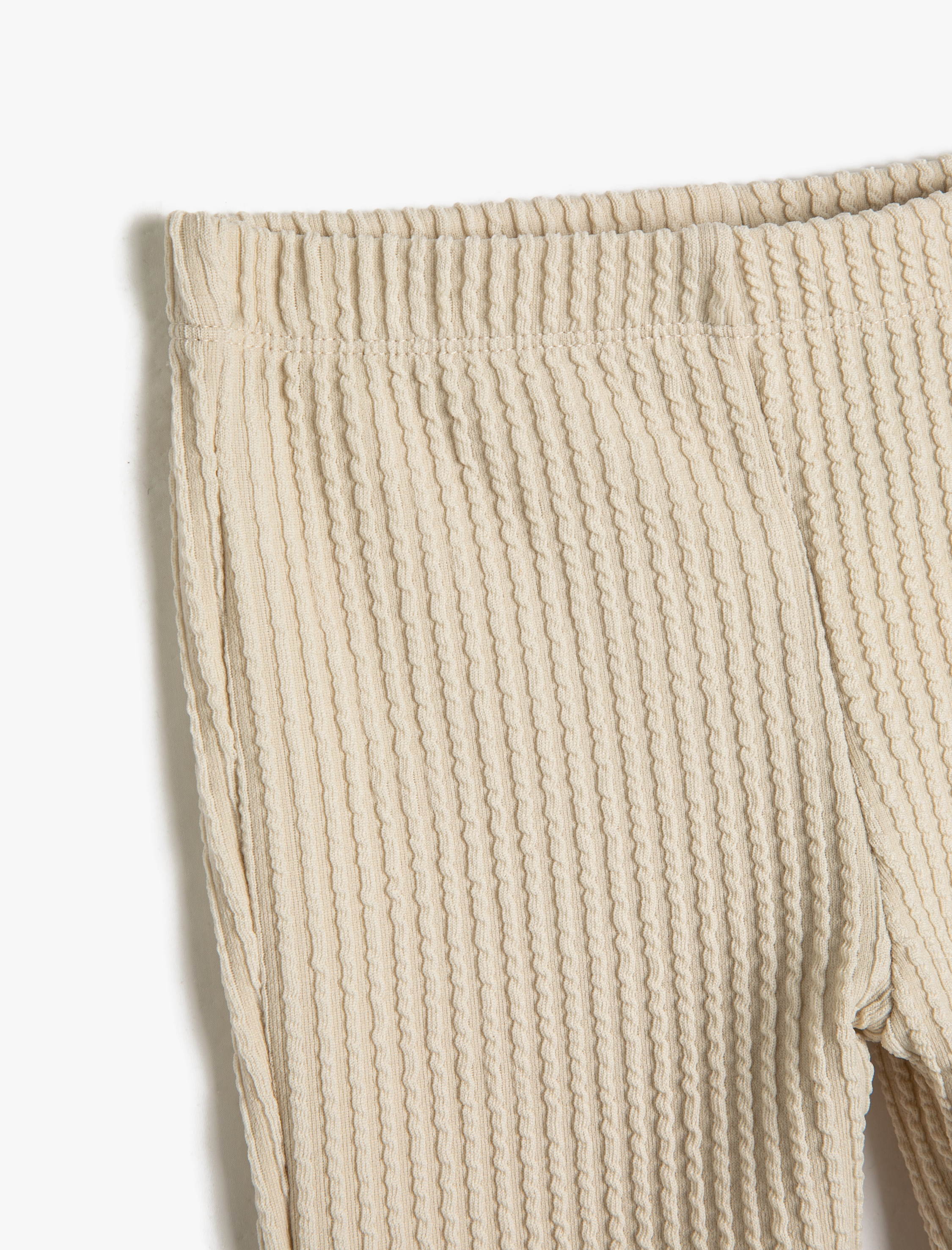  Kız Çocuk İspanyol Paça Tayt Pantolon Dokulu Beli Lastikli