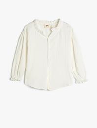 Gömlek Pamuklu Uzun Kollu Elastik Manşetli Dik Yaka