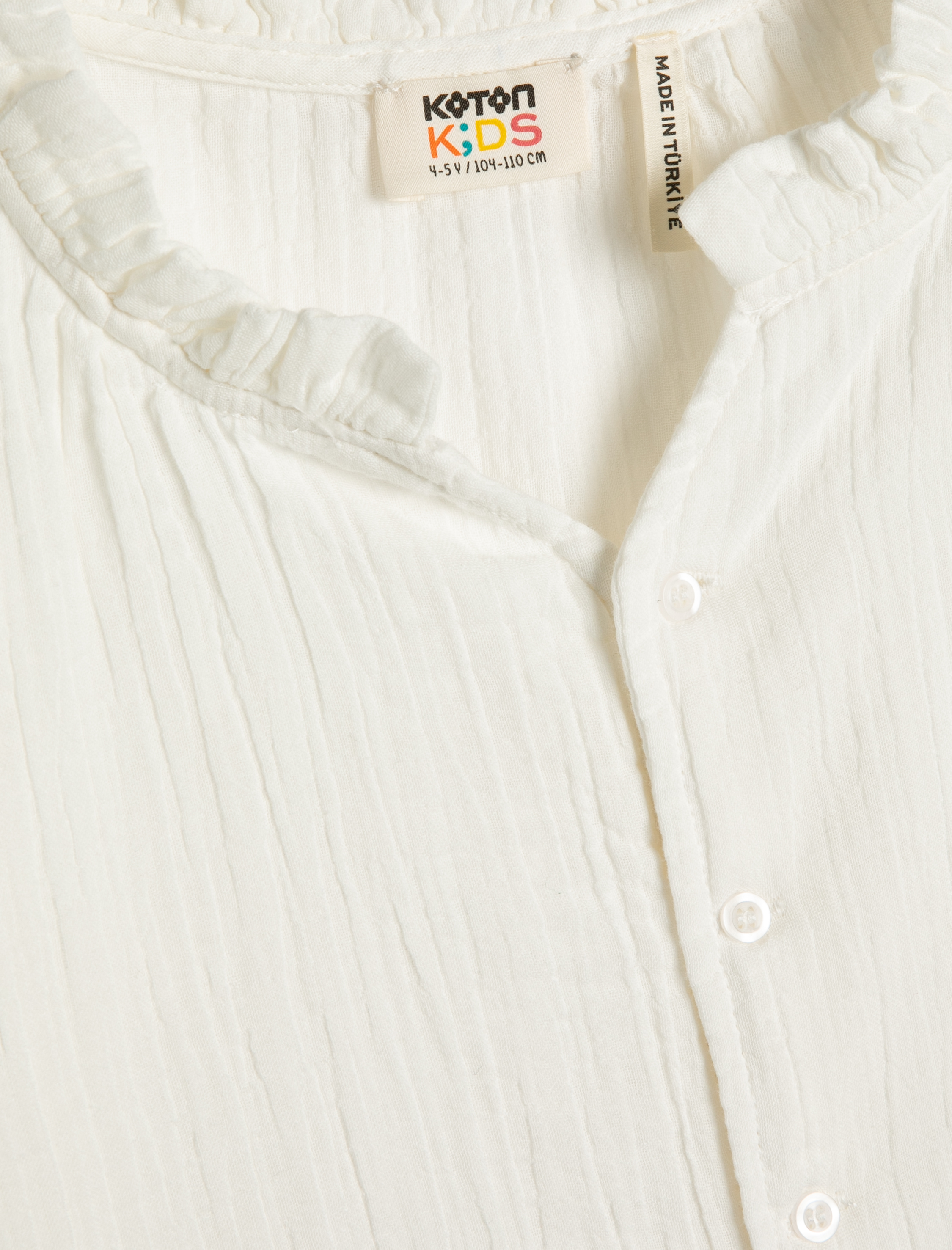  Kız Çocuk Gömlek Pamuklu Uzun Kollu Elastik Manşetli Dik Yaka