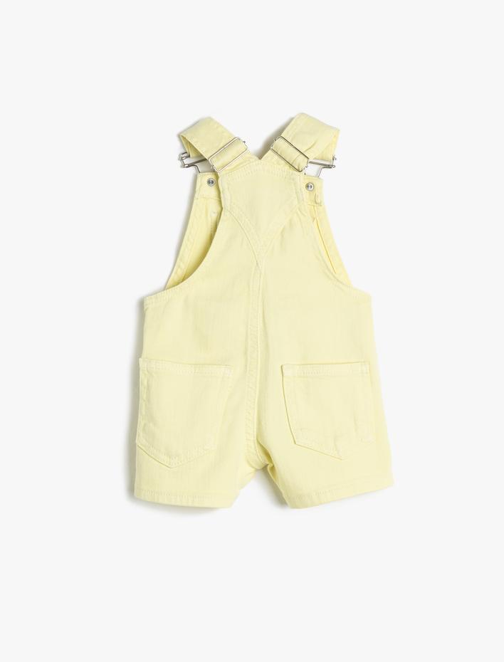 Erkek Bebek Kot Tulum Salopet Kısa Ayarlanabilir Metal Askılı Cepli Pamuklu