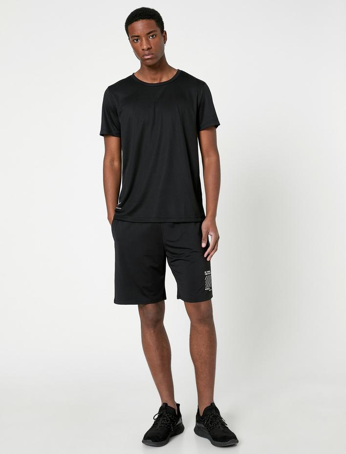  Spor Şort Beli Bağcıklı Cepli Slogan Baskılı