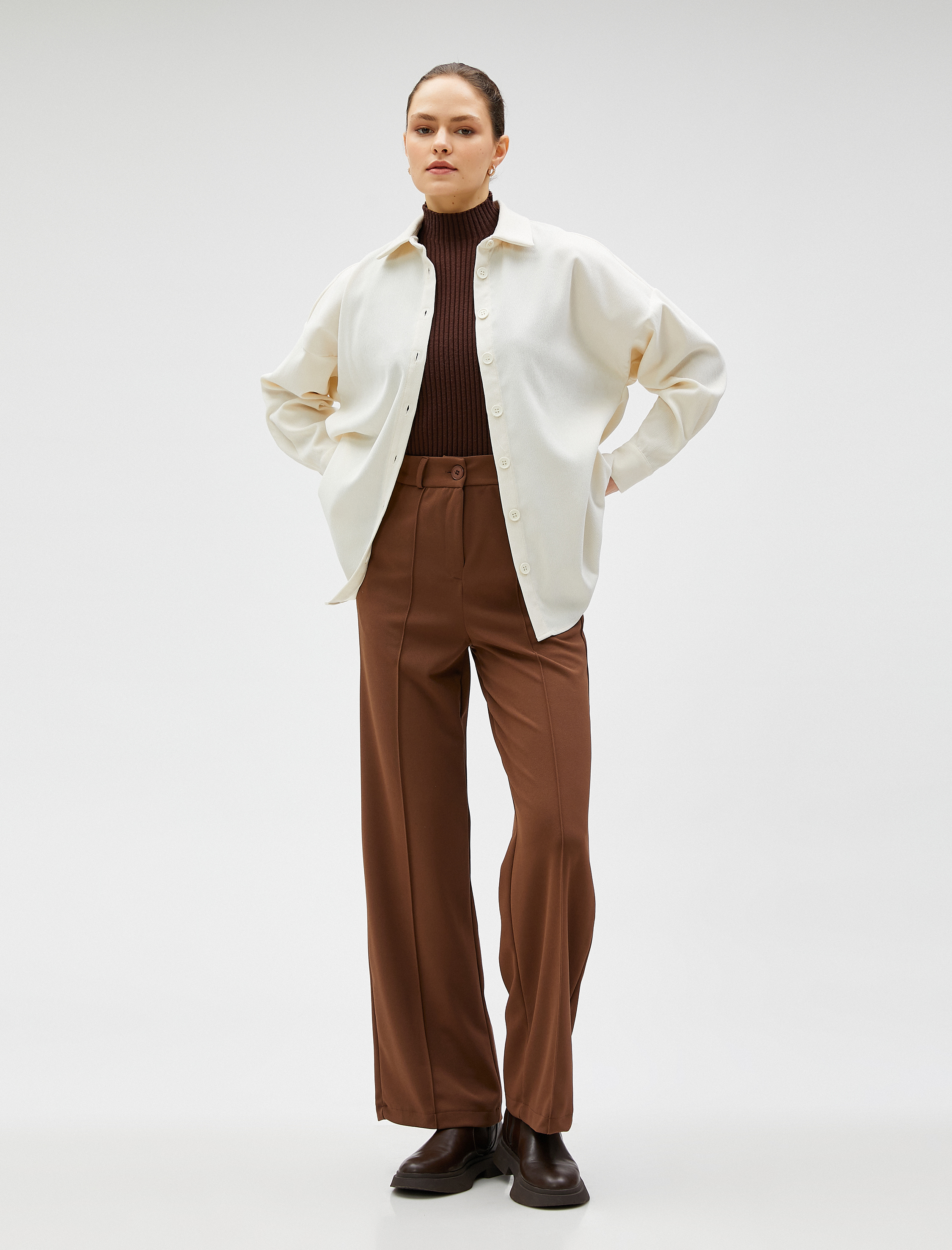   Fitilli Kadife Gömlek Düğmeli Uzun Kollu