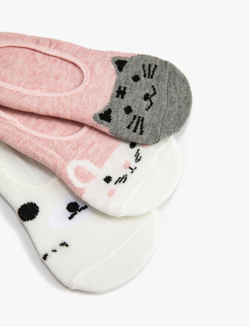 Kız Çocuk 3'lü Patik Çorap Paketi Pamuk Karışımlı