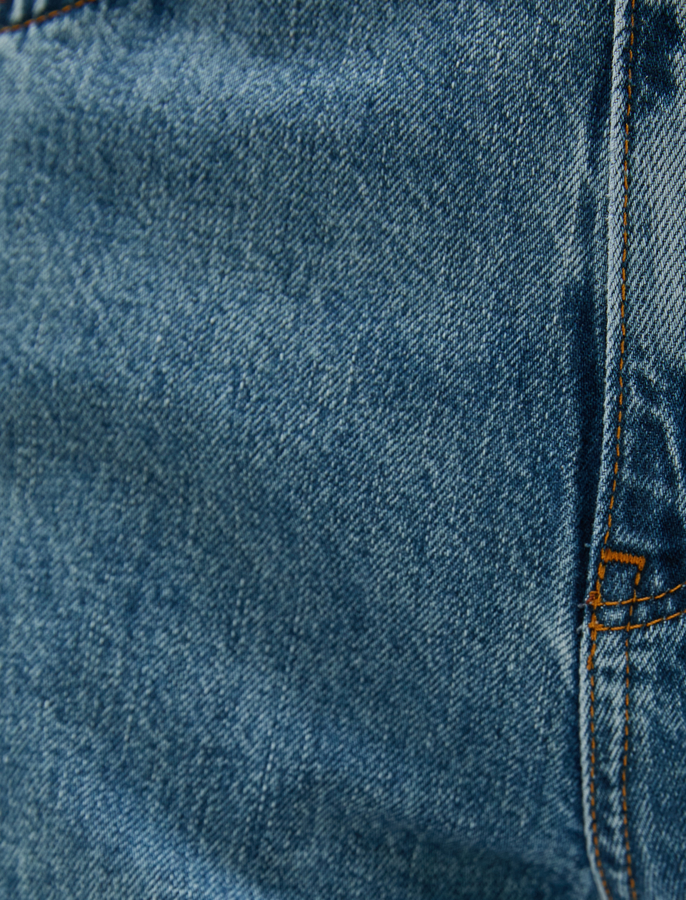   Yüksek Bel Kot Pantolon Rahat Kesim Hafif Dar Paça - Mom Jean